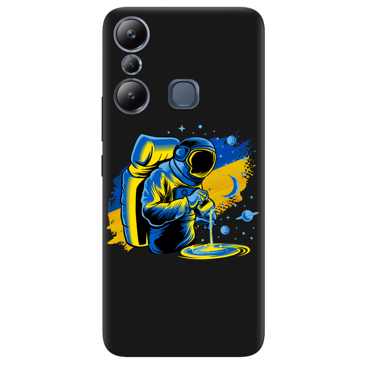 Чехол для Infinix Hot 20i черный матовый soft touch Ukrainian space - фото 1
