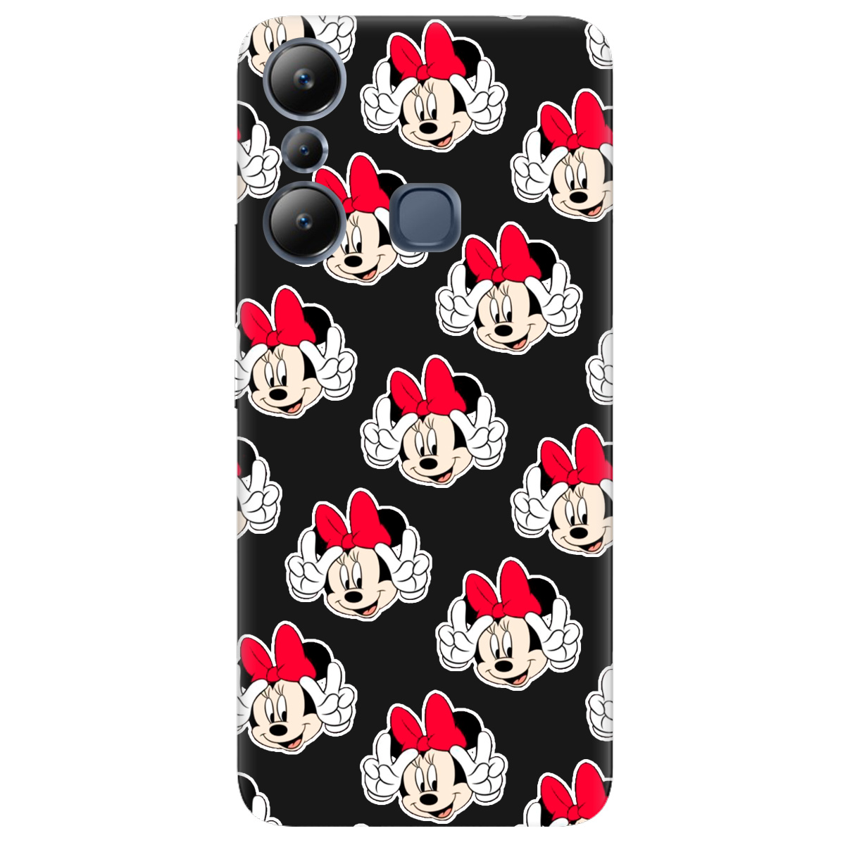 Чехол для Infinix Hot 20i черный матовый soft touch Minnie Mouse - фото 1