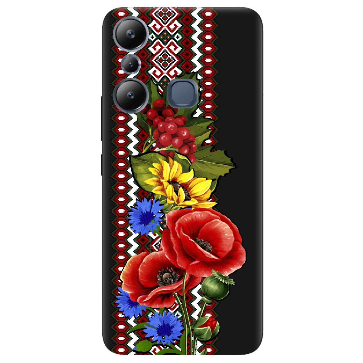 Чохол для Infinix Hot 20i чорний матовий soft touch Ukraine ornament - фото 1