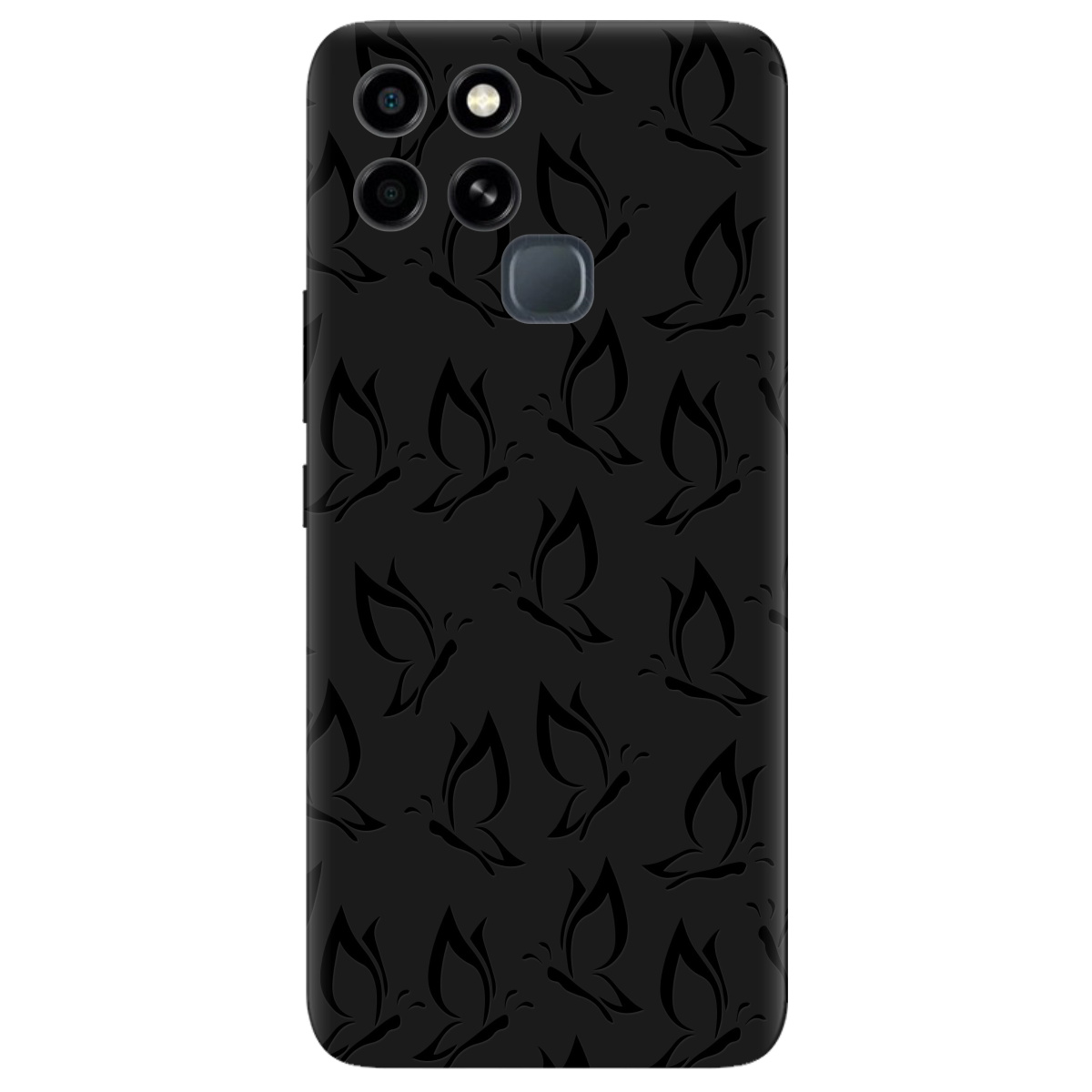 Чехол для Infinix Smart 6 черный матовый soft touch Butterfly - фото 1