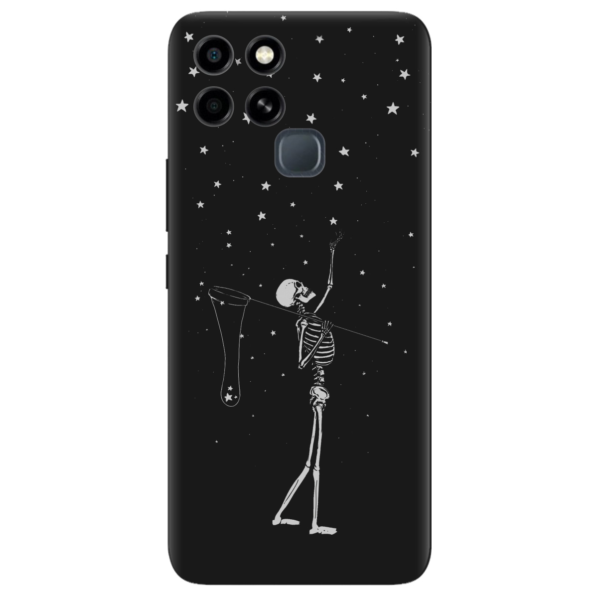 Чехол для Infinix Smart 6 черный матовый soft touch Stars night - фото 1