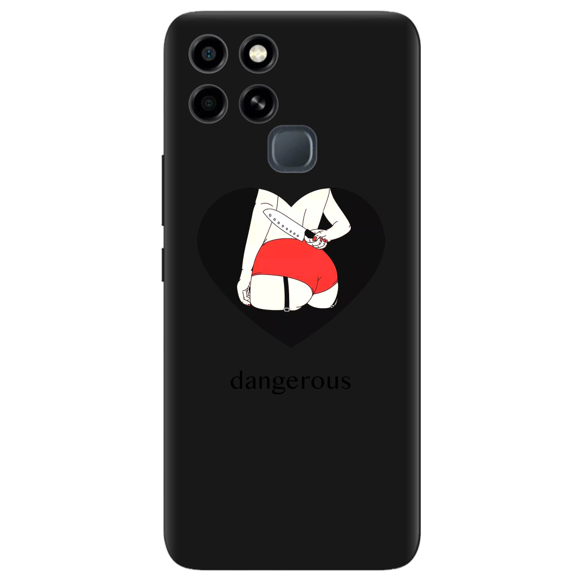 Чехол для Infinix Smart 6 черный матовый soft touch Dangerous - фото 1