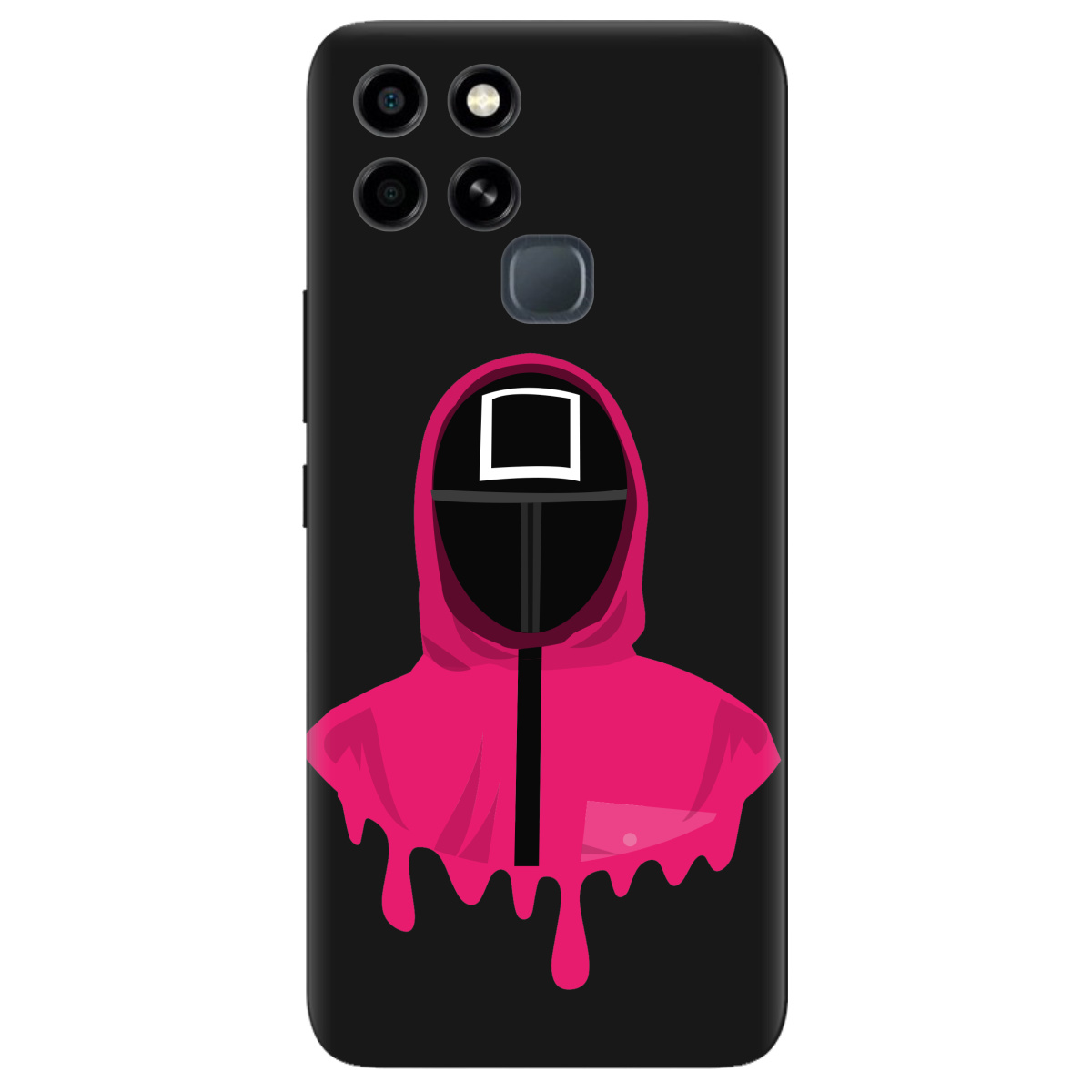 Чехол для Infinix Smart 6 черный матовый soft touch Игра в кальмара - фото 1