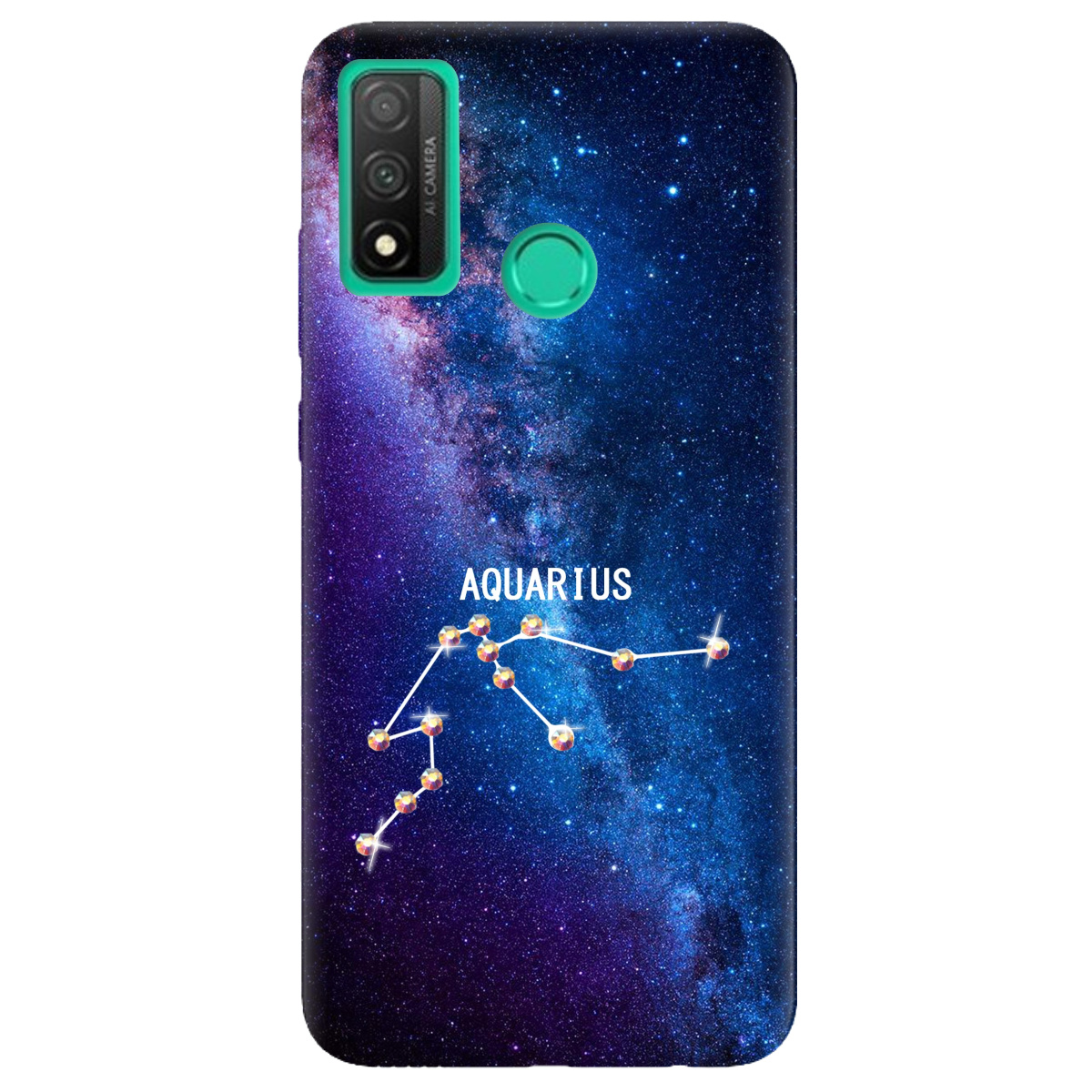 Чехол для Huawei P Smart 2020 Aquarius (Водолей) со стразами - фото 1