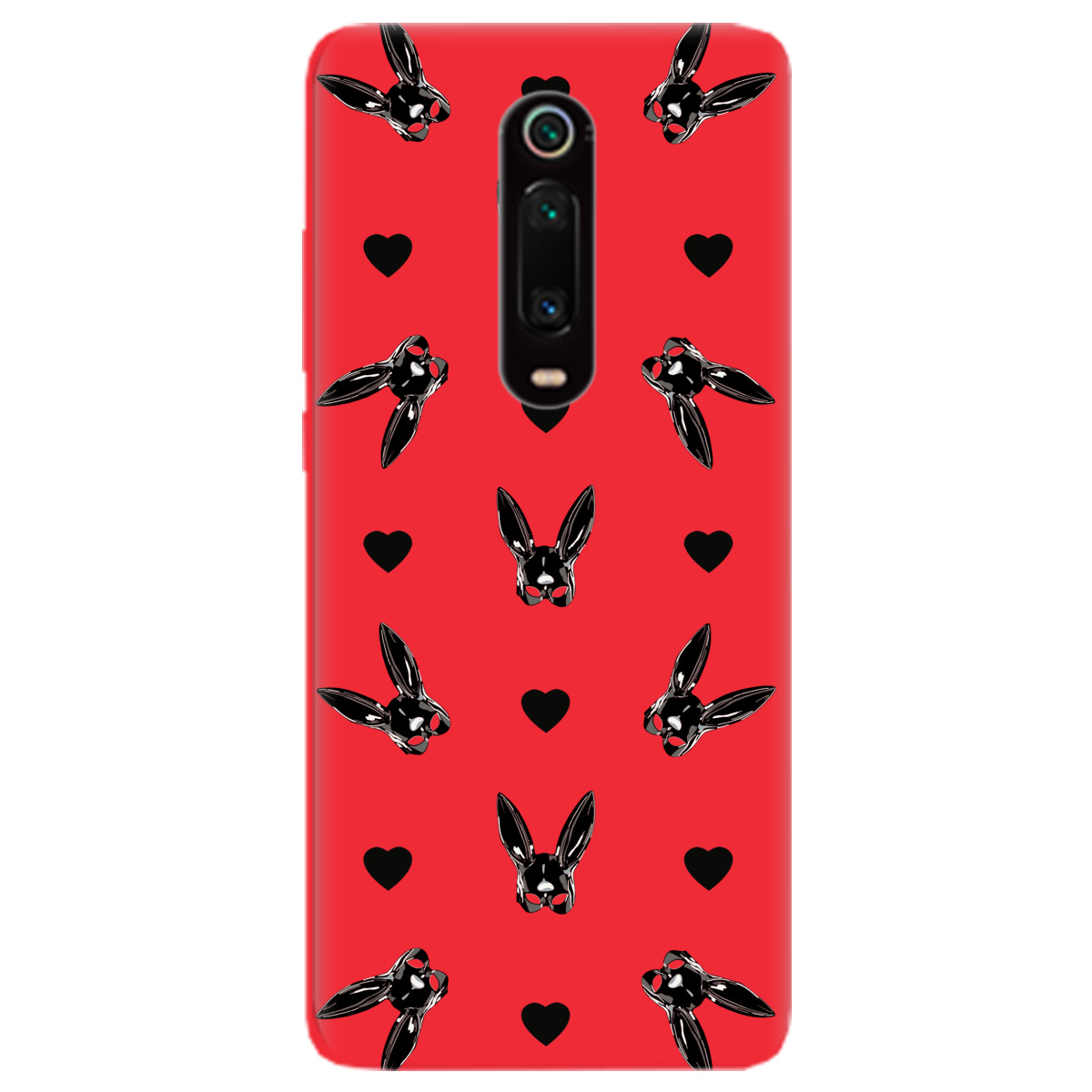 Чохол для Xiaomi Mi 9T Pro яскраво-червоний матовий soft touch Playboy mask - фото 1