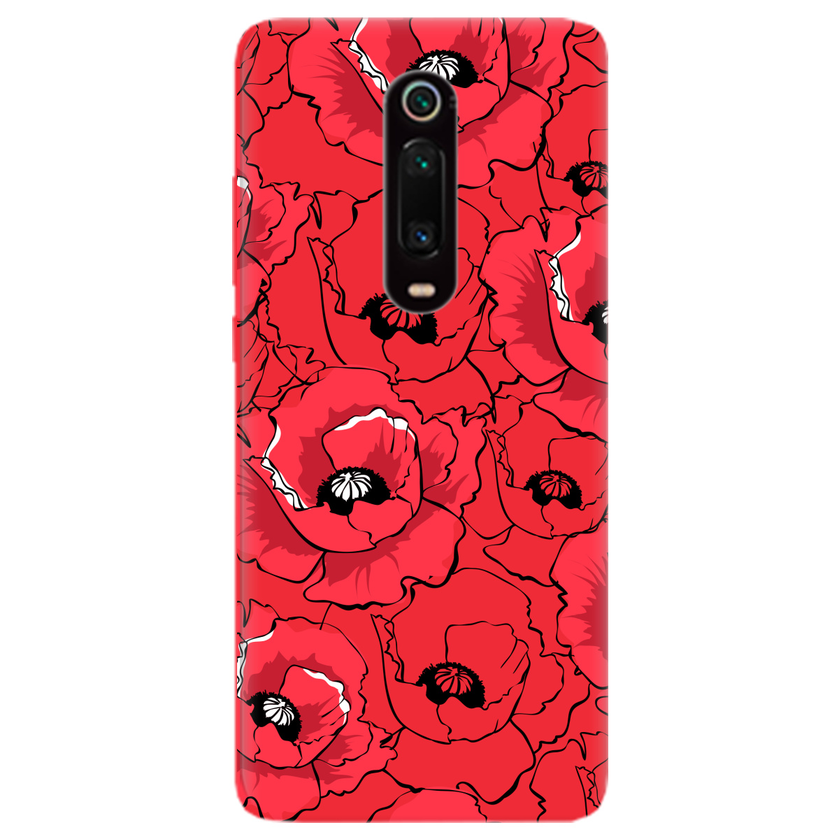 Чехол для Xiaomi Mi 9T Pro ярко-красный матовый soft touch Red poppy - фото 1