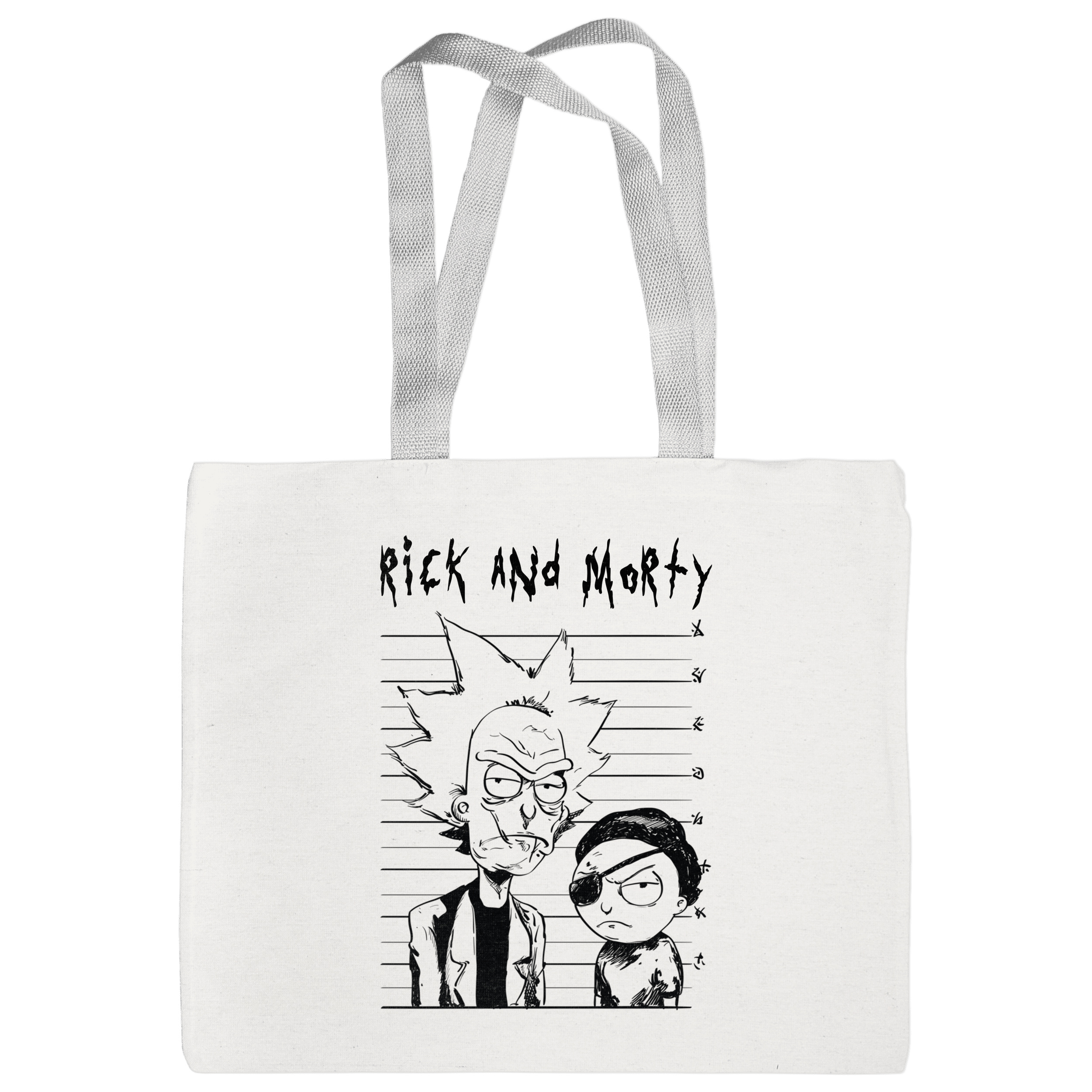 Эко сумка с серыми ручками (40,5*35,5 см) Rick and Morty - фото 1