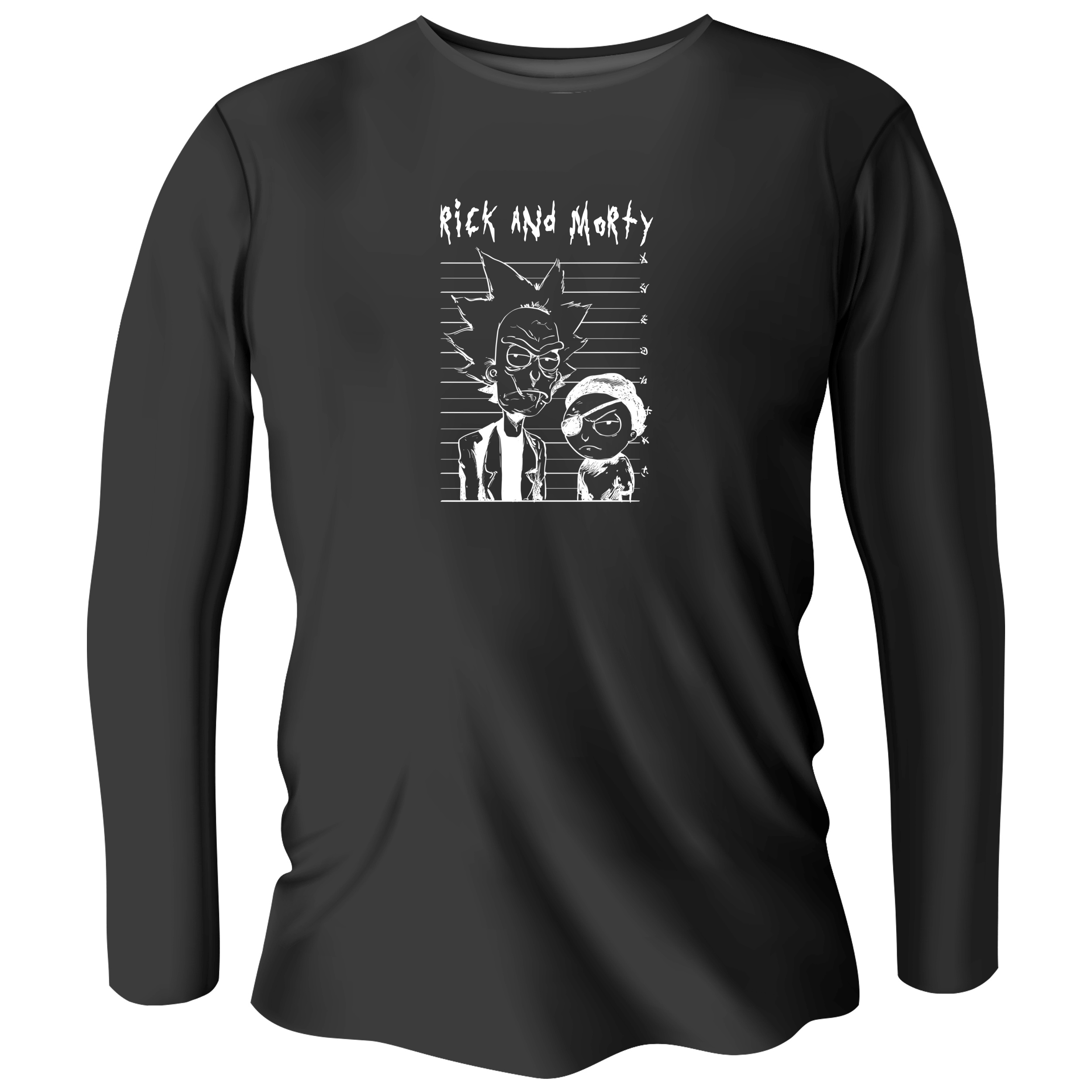 Лонгслив мужской чёрный хлопок/эластан Rick and Morty XS - фото 1