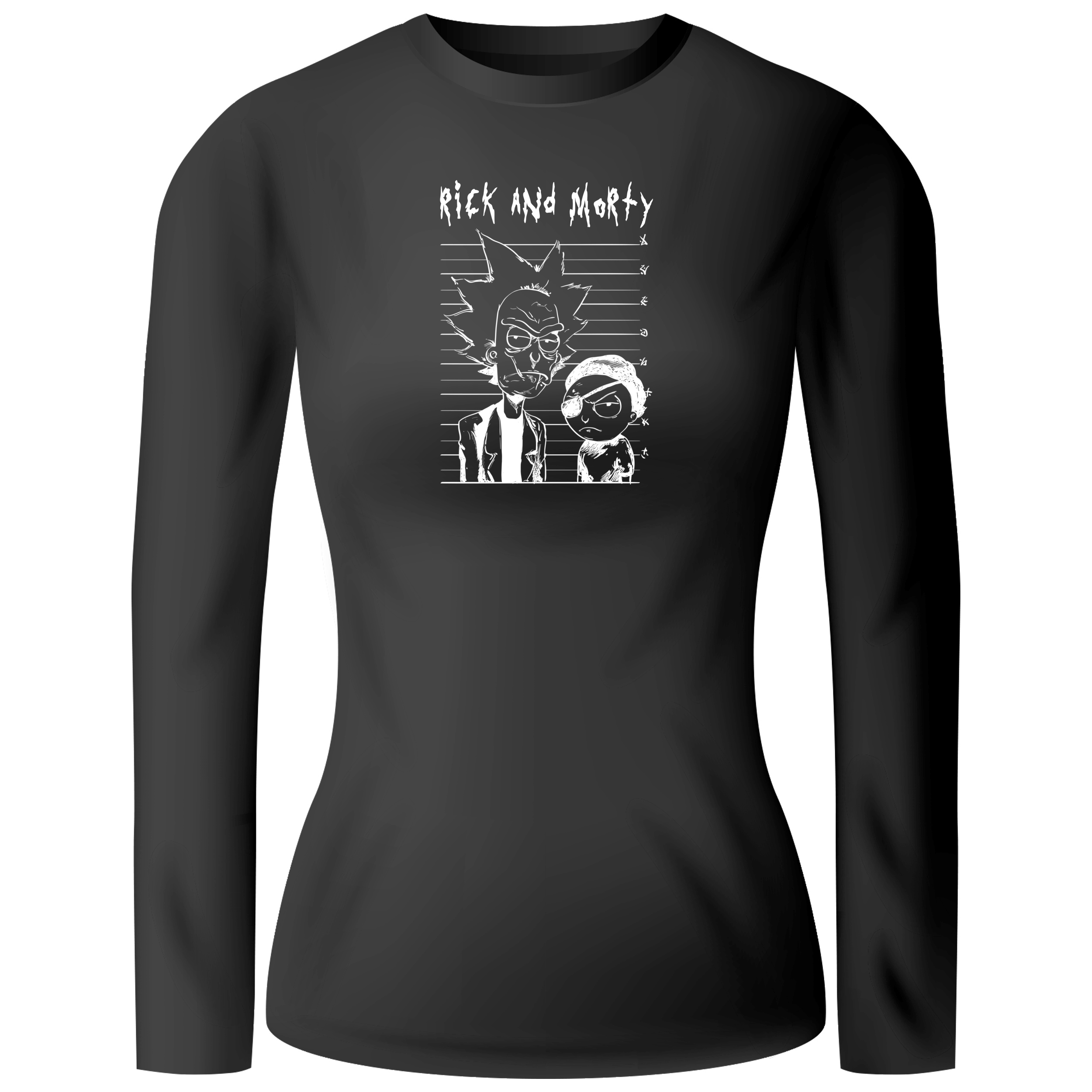 Лонгслив женский чёрный хлопок/эластан Rick and Morty XS - фото 1