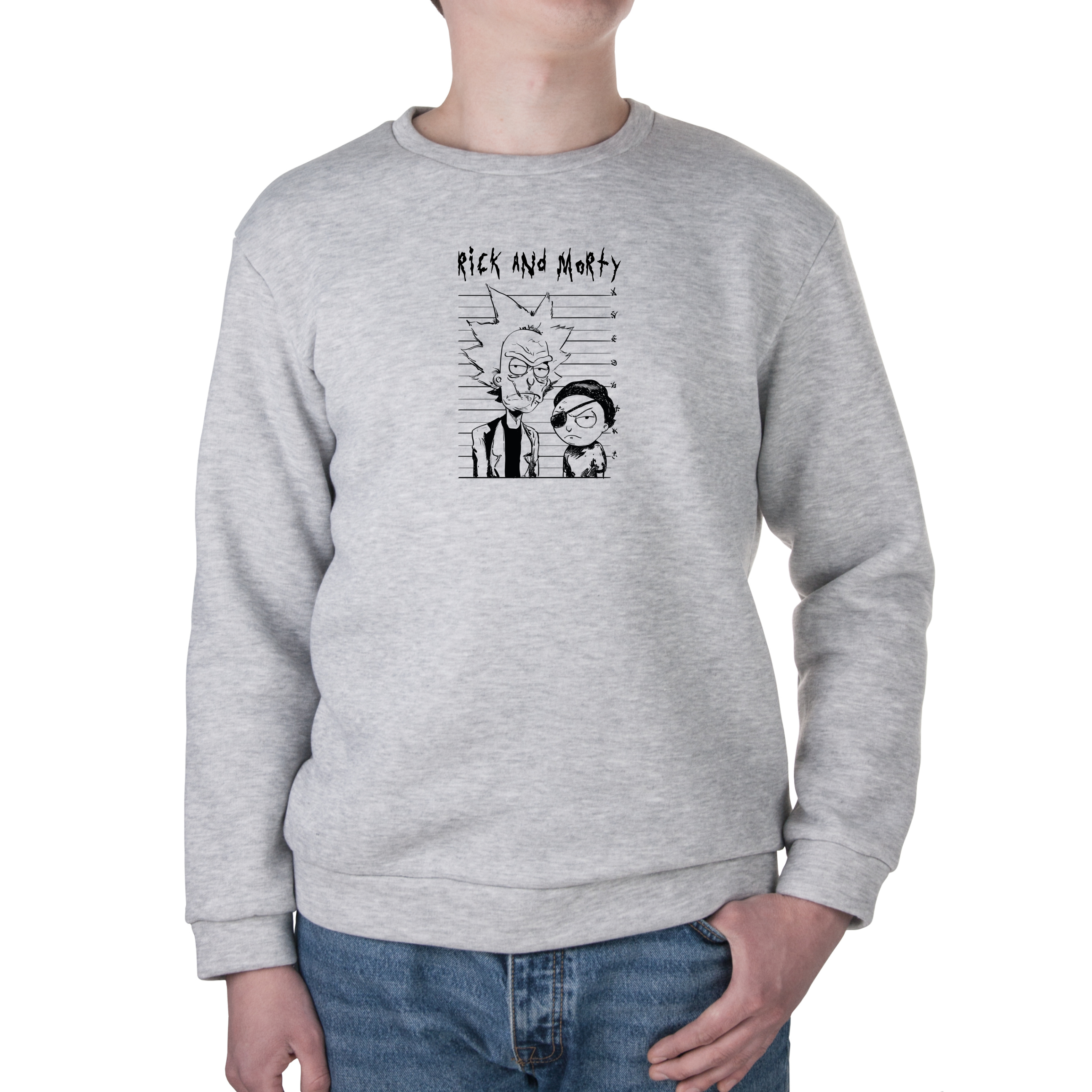 Світшот унісекс тринитка з начісом сірий Rick and Morty L - фото 1