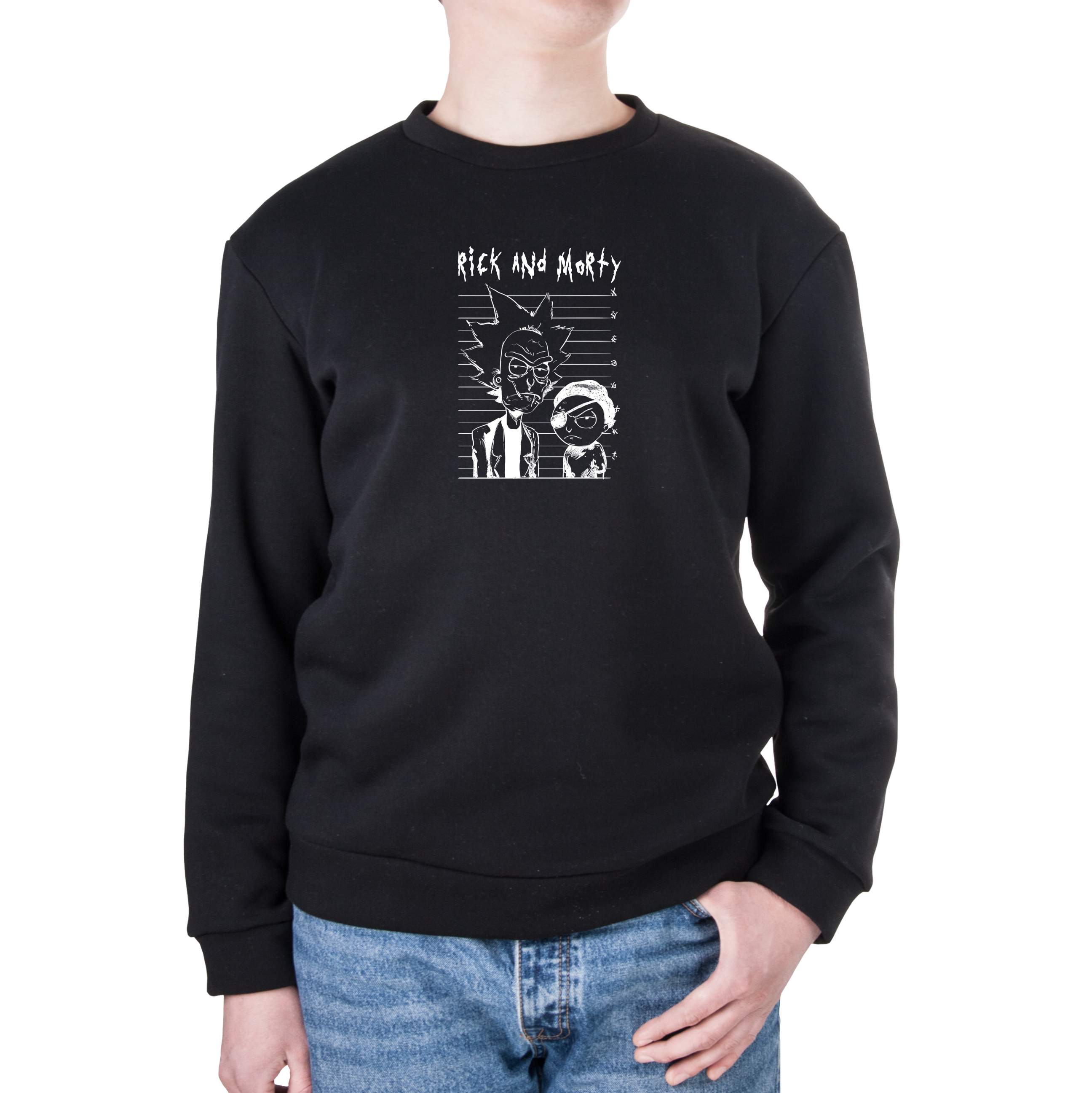 Світшот унісекс тринитка з начісом чорний Rick and Morty XL - фото 1