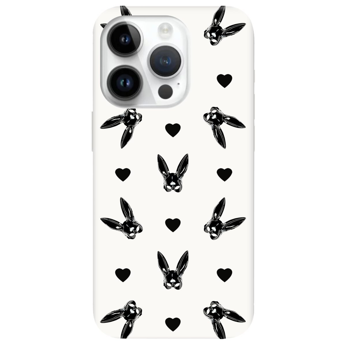 Чехол для Apple iPhone 14 Pro белый матовый soft touch Playboy mask - фото 1