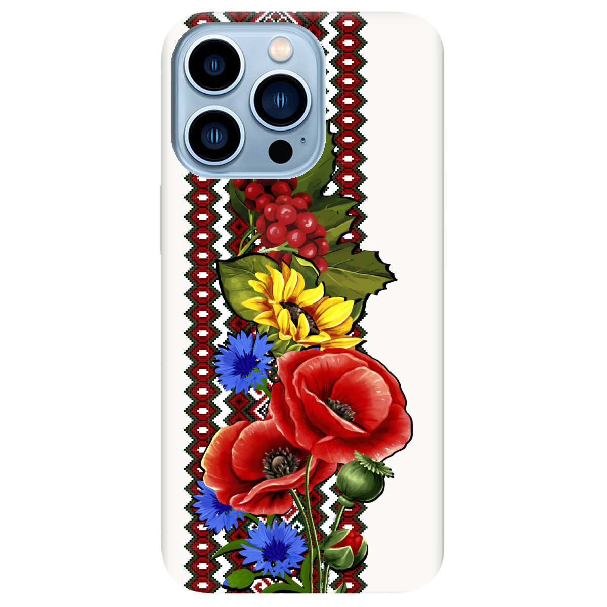 Чохол для Apple iPhone 13 Pro Max Білий матовий soft touch Ukraine ornament - фото 1