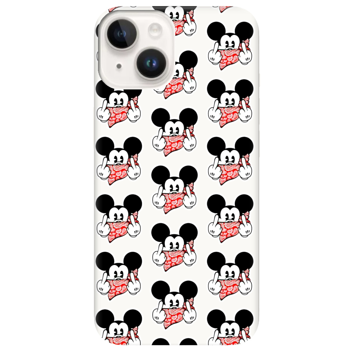 Чехол для Apple iPhone 14 белый матовый soft touch Mickey Mouse - фото 1