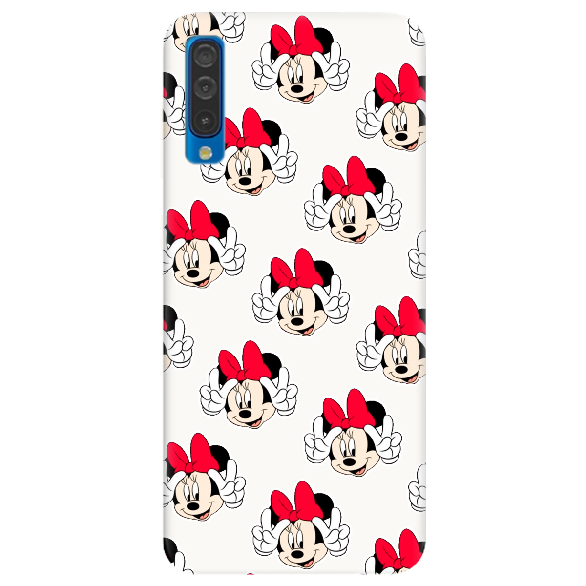 Чехол для Samsung Galaxy A50s белый матовый soft touch Minnie Mouse - фото 1