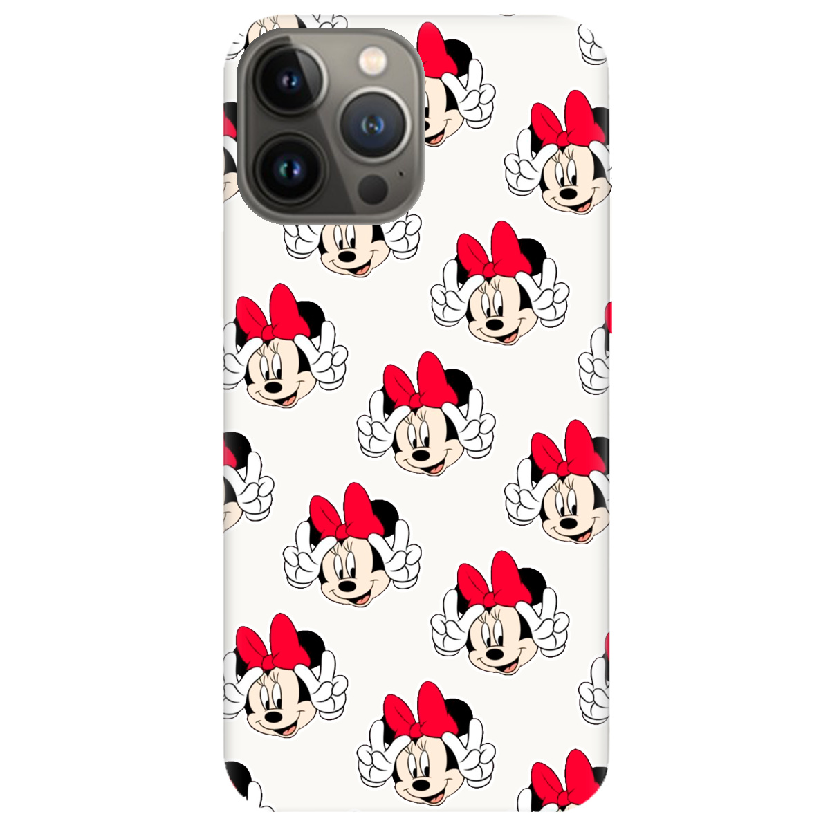 Чехол для Apple iPhone 13 Pro белый матовый soft touch Minnie Mouse - фото 1