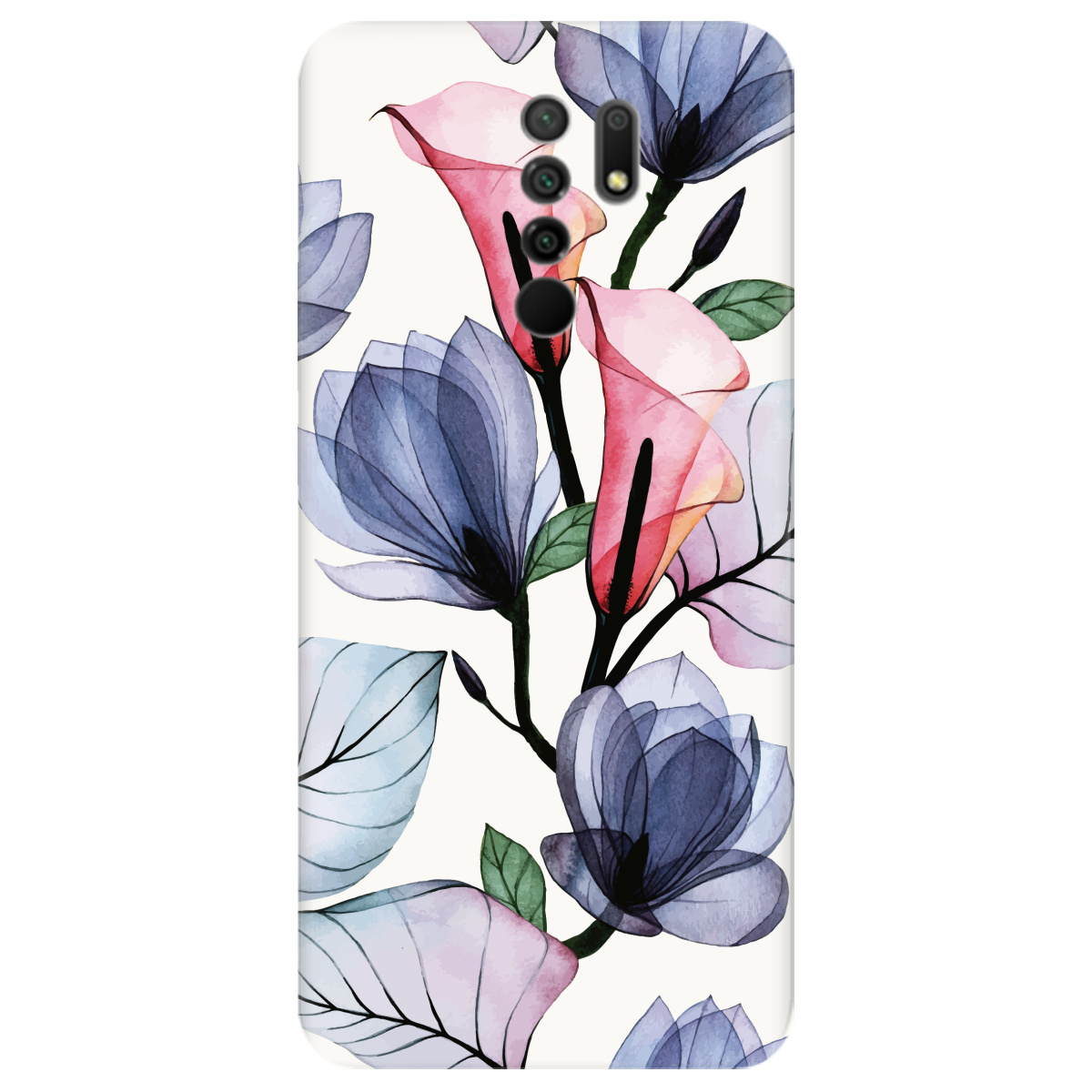 Чохол для Xiaomi Redmi 9 Білий матовий soft touch Tropical flowers - фото 1