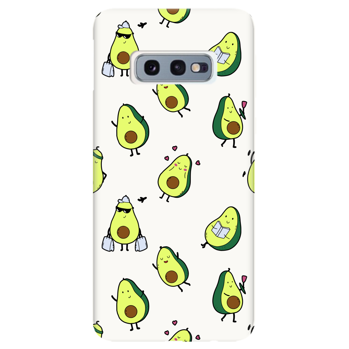 Чехол для Samsung Galaxy S10e белый матовый soft touch Cute avocado - фото 1