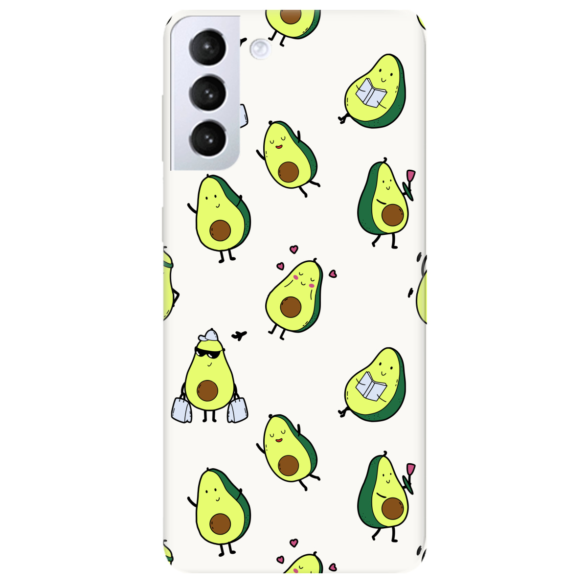 Чехол для Samsung Galaxy S21 белый матовый soft touch Cute avocado - фото 1