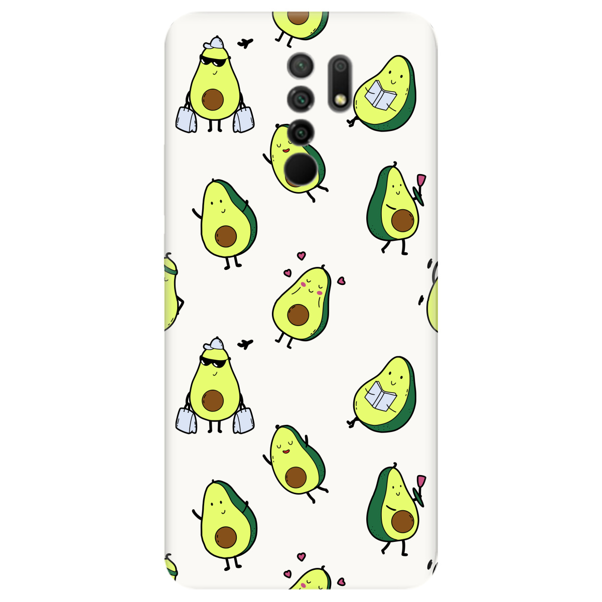 Чехол для Xiaomi Redmi 9 белый матовый soft touch Cute avocado - фото 1