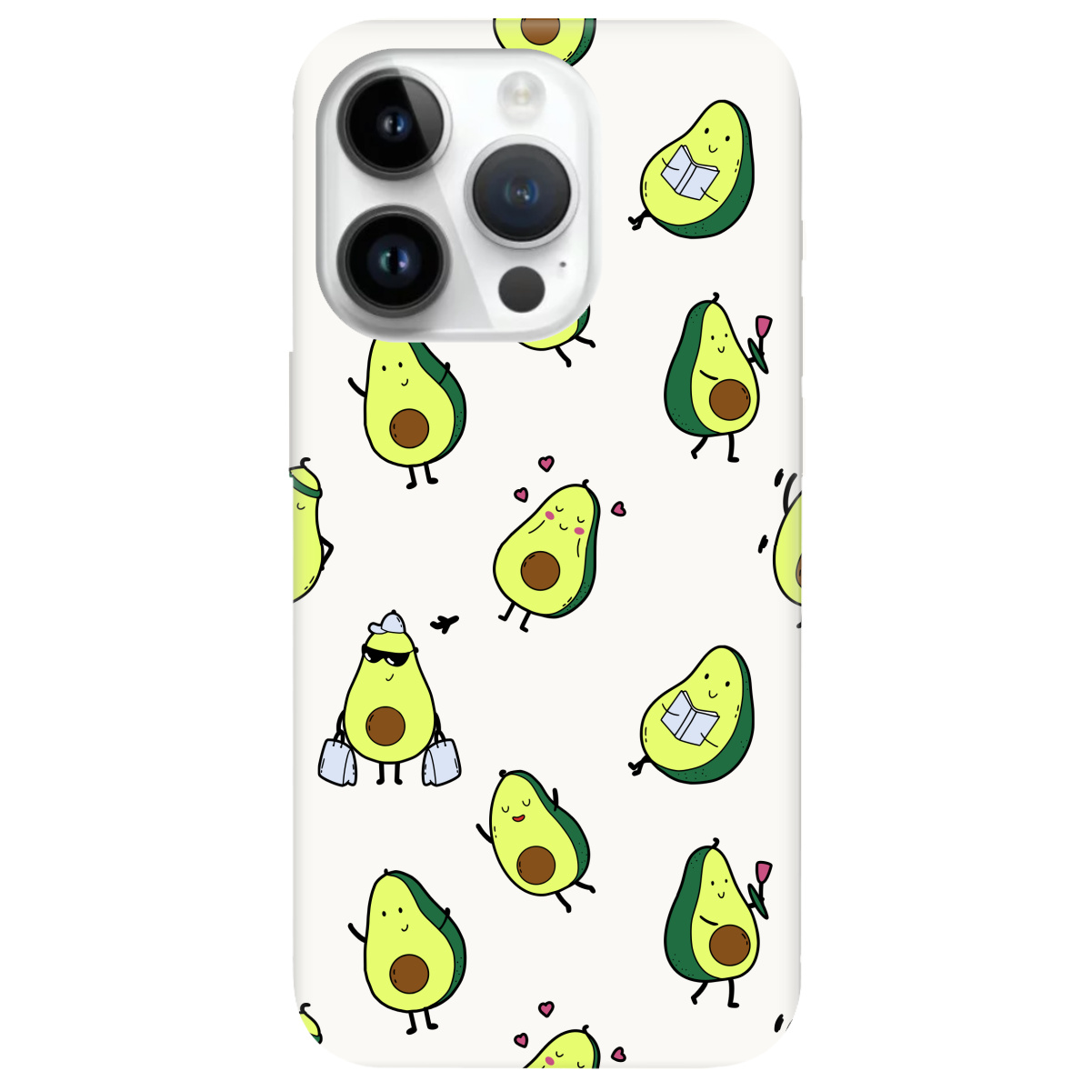 Чехол для Apple iPhone 14 Pro Max белый матовый soft touch Cute avocado - фото 1
