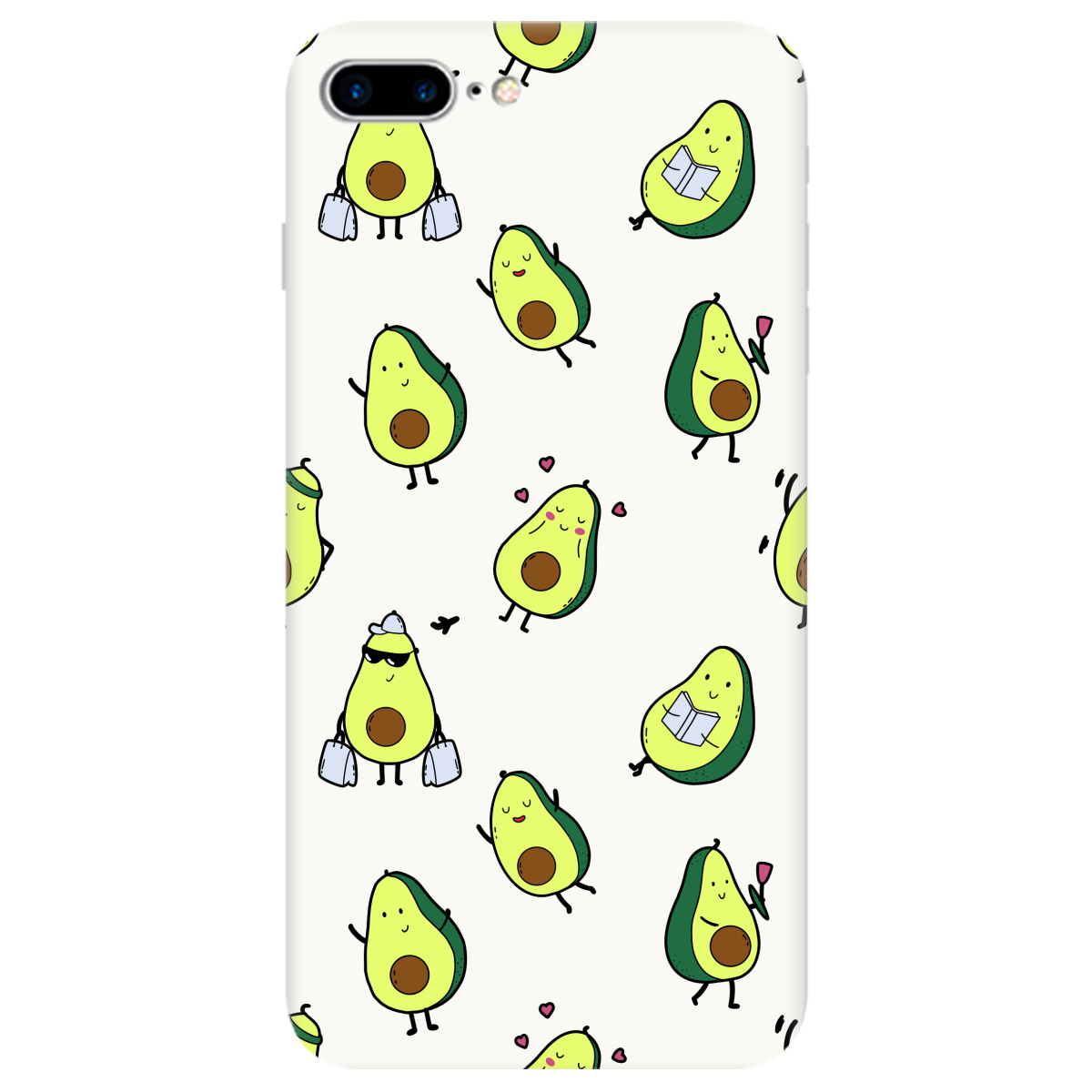 Чехол для Apple iPhone 8 Plus белый матовый soft touch Cute avocado - фото 1