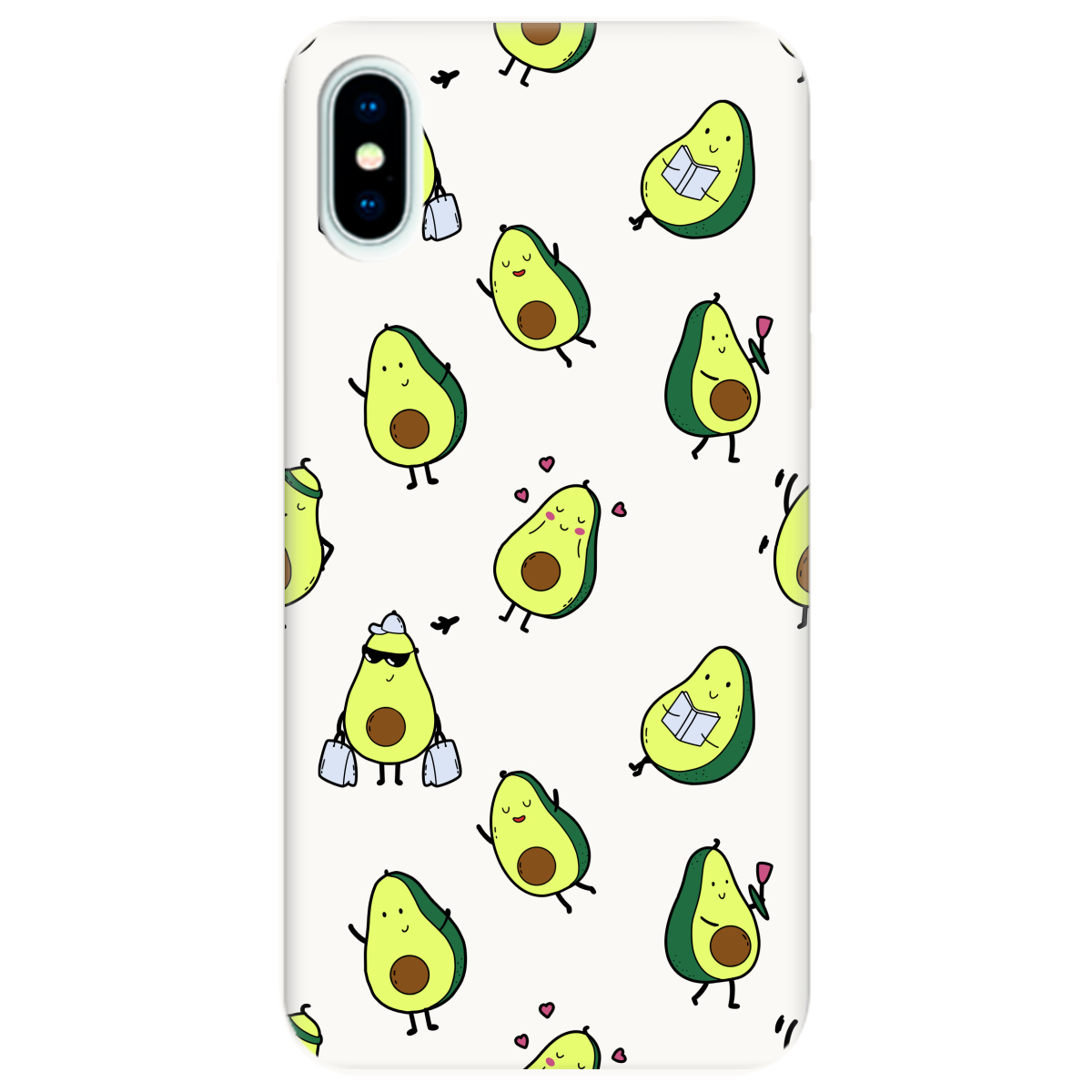 Чехол для Apple iPhone X белый матовый soft touch Cute avocado - фото 1