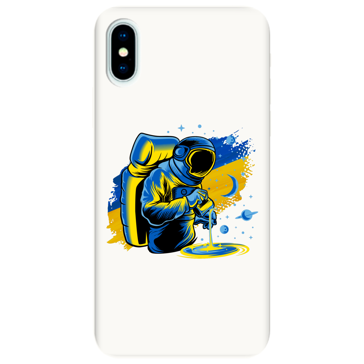 Чехол для Apple iPhone X белый матовый soft touch Ukrainian space - фото 1