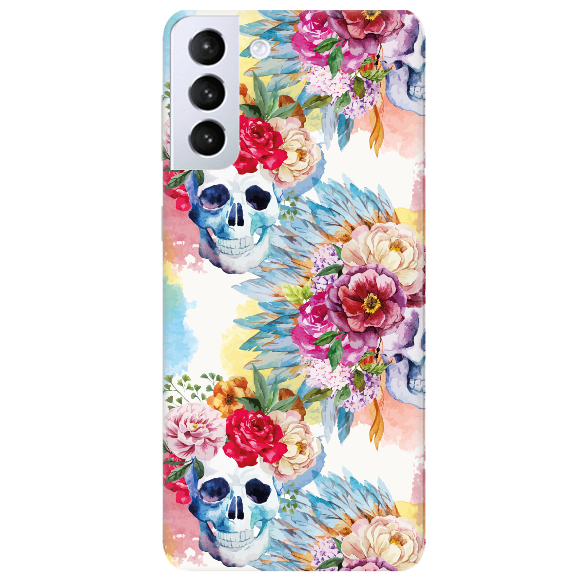 Чехол для Samsung Galaxy S21 белый матовый soft touch Черепки - фото 1