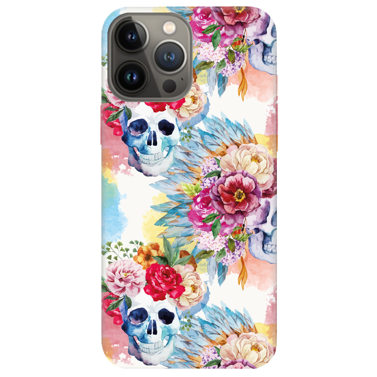 Чехол для Apple iPhone 13 Pro белый матовый soft touch Черепки - фото 1