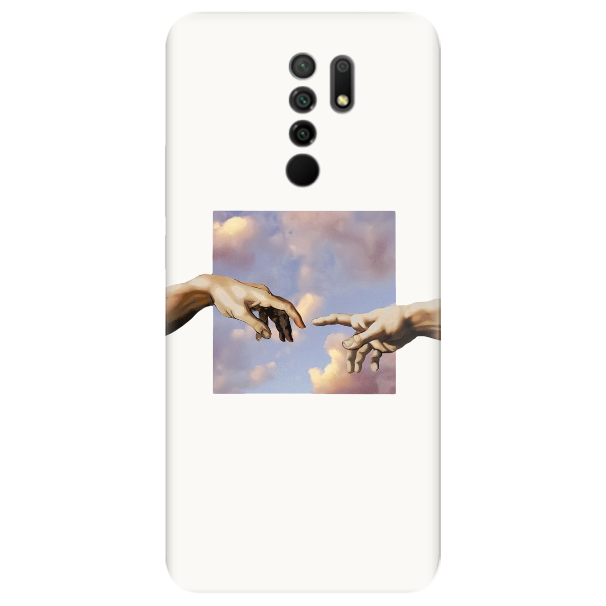 Чехол для Xiaomi Redmi 9 белый матовый soft touch Hands - фото 1