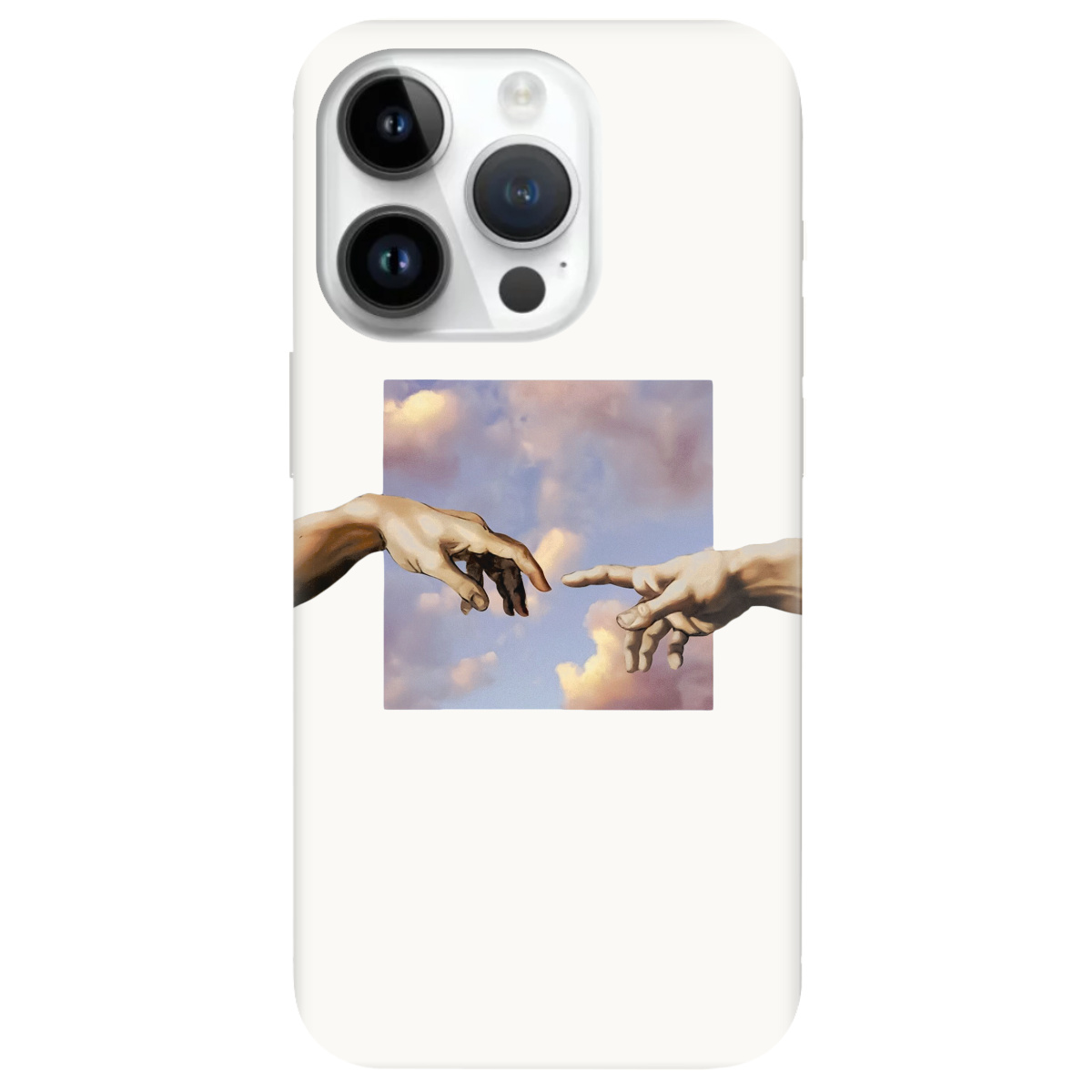 Чехол для Apple iPhone 14 Pro белый матовый soft touch Hands - фото 1