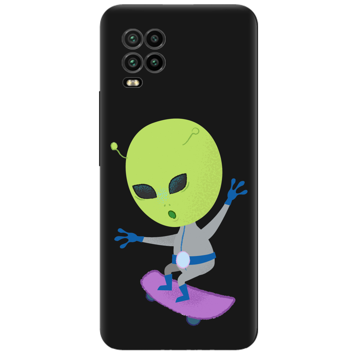 Чехол для Xiaomi Mi 10 lite черный матовый soft touch Alien - фото 1