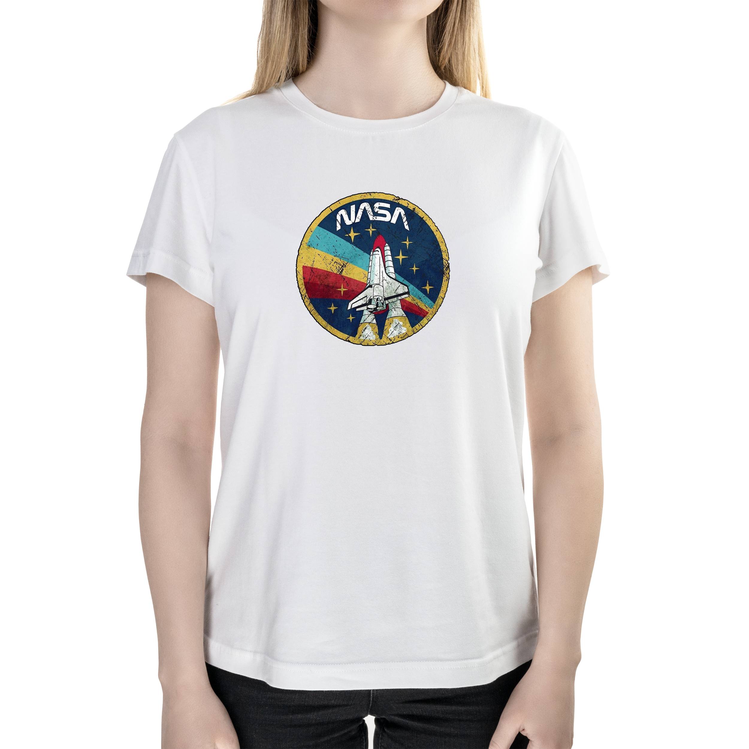 Футболка женская полуприталённая белая хлопок/эластан А4 размера Nasa L - фото 1
