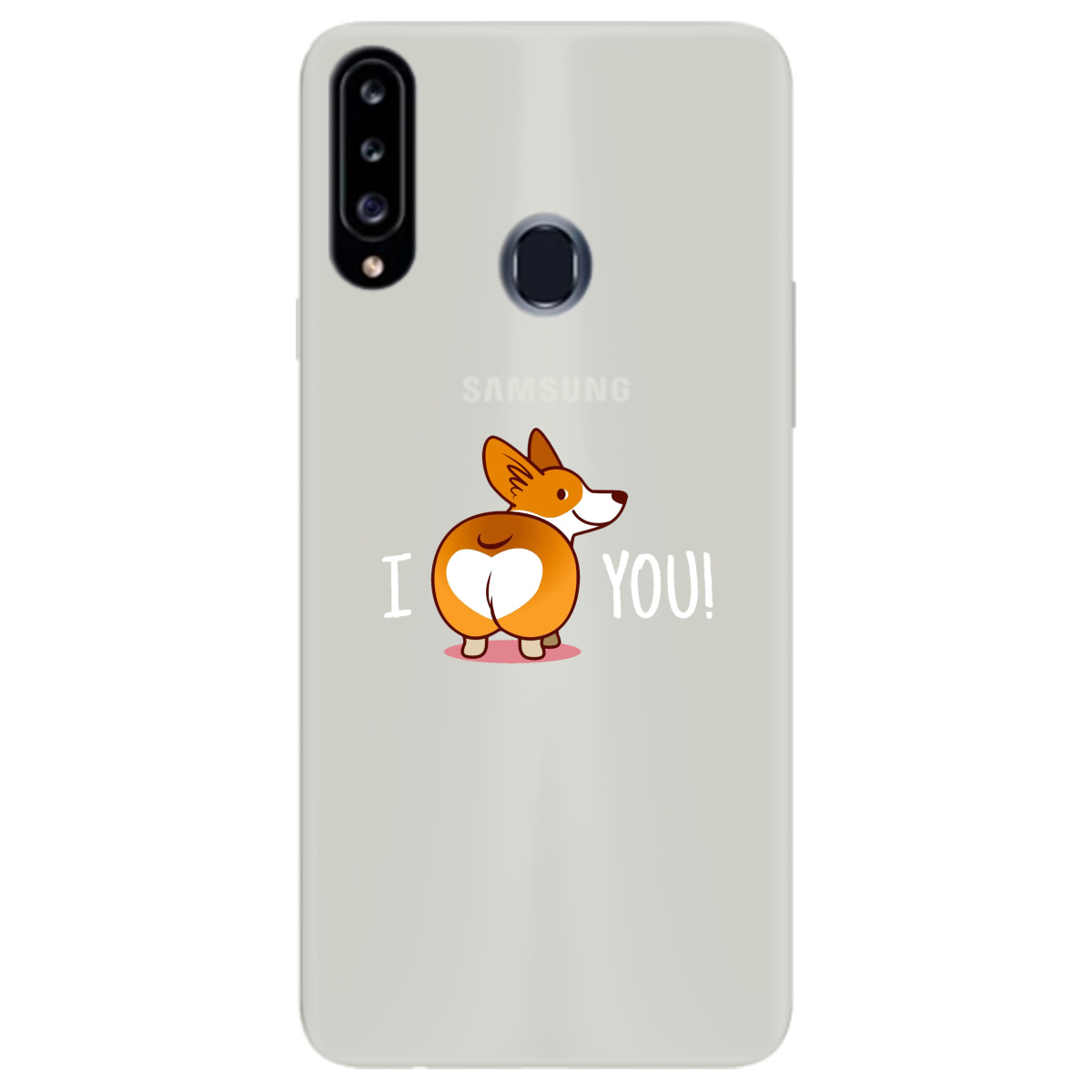 Чохол для Samsung Galaxy A20s напівпрозорий матовий soft touch Corgi - фото 1