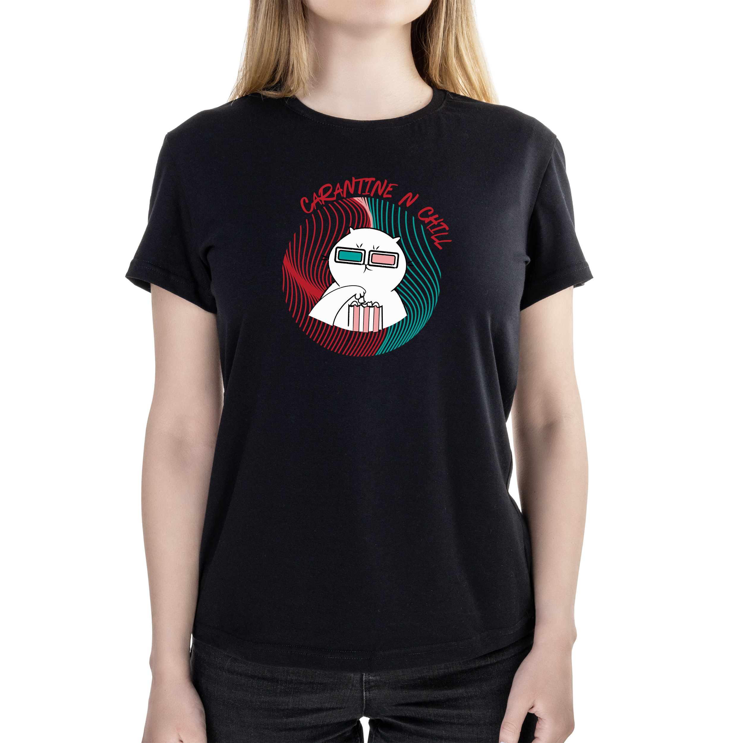 Футболка женская полуприталённая черная хлопок/эластан А4 размера Carantine - n - Chill XL - фото 1