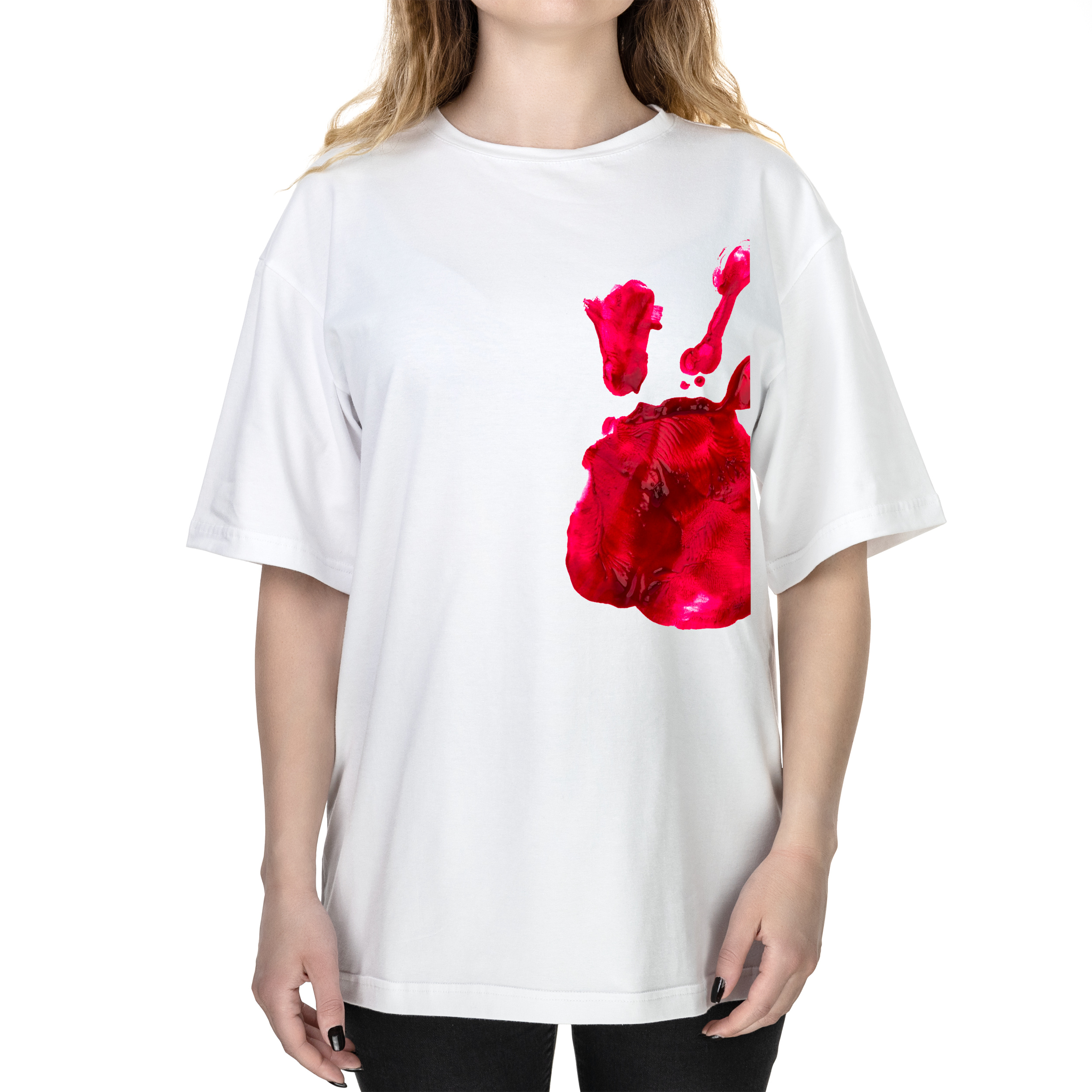 Футболка женская оверсайз белая хлопок/эластан А3 размера Bloody Trail M - фото 1