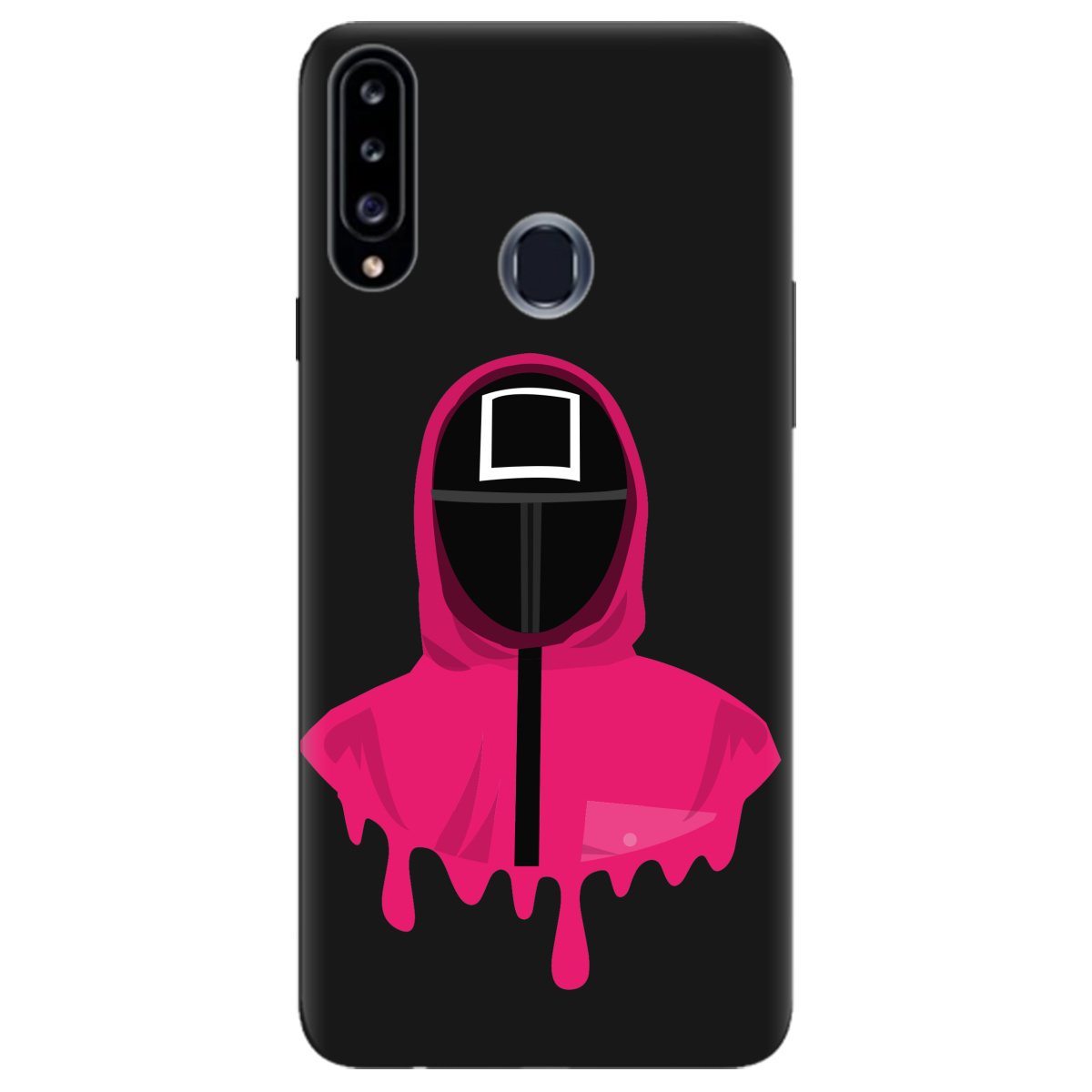 Чехол для Samsung Galaxy A20s черный матовый soft touch Игра в кальмара - фото 1