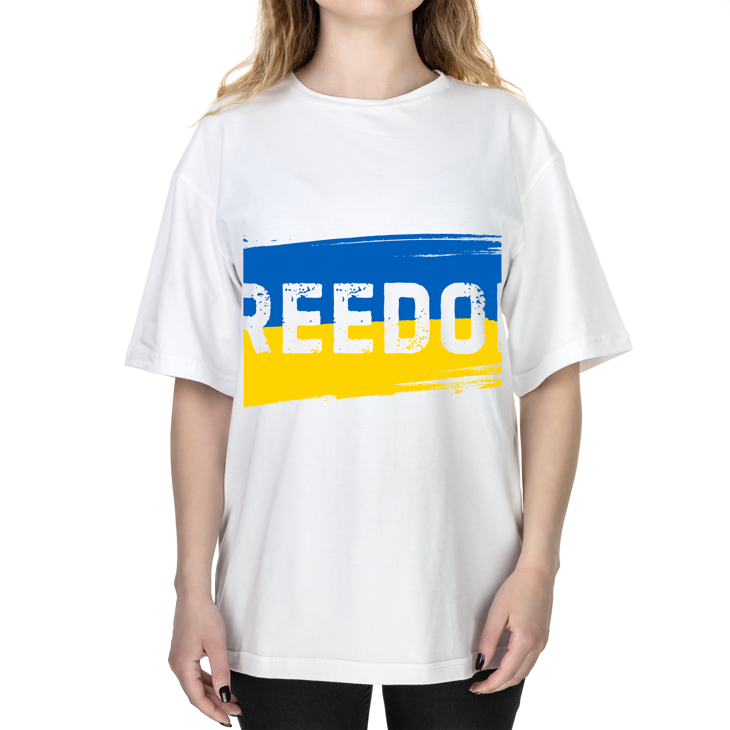 Футболка жіноча оверсайз біла бавовна/еластан А3 розміру Freedom S - фото 1
