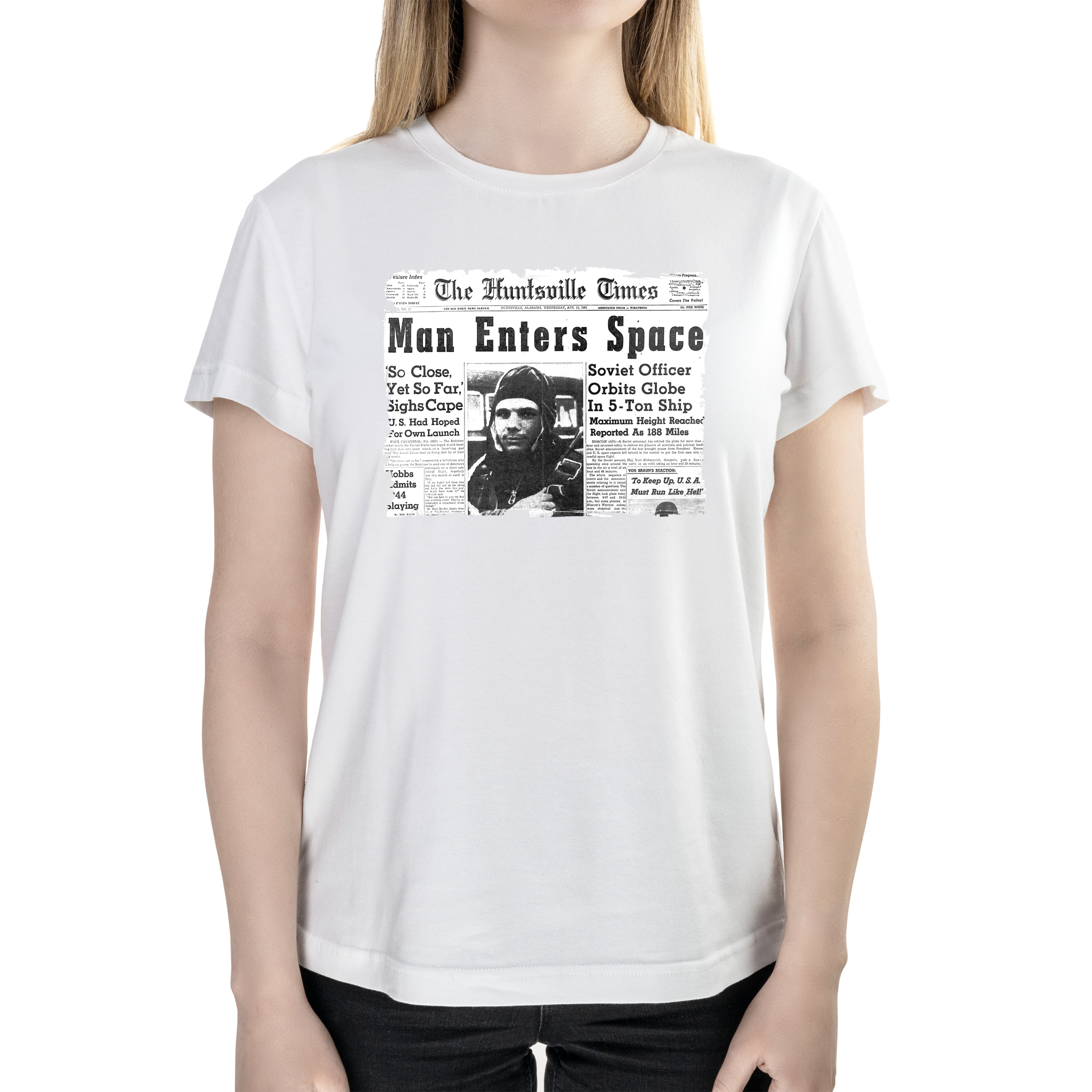 Футболка женская полуприталённая белая хлопок/эластан А4 размера Gagarin XXXL - фото 1