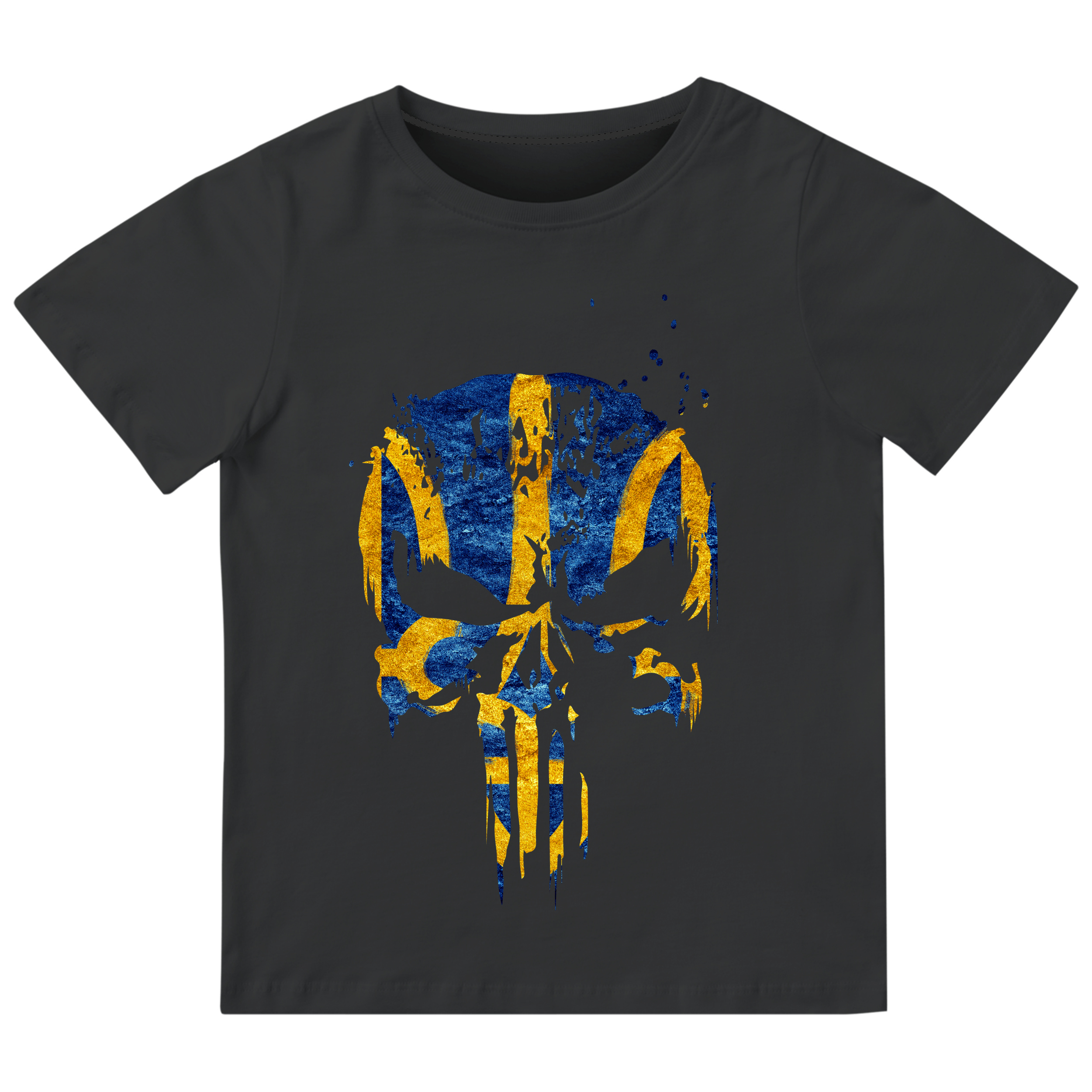 Футболка дитяча чорна бавовна/еластан Skull ukrainian 122 - фото 1