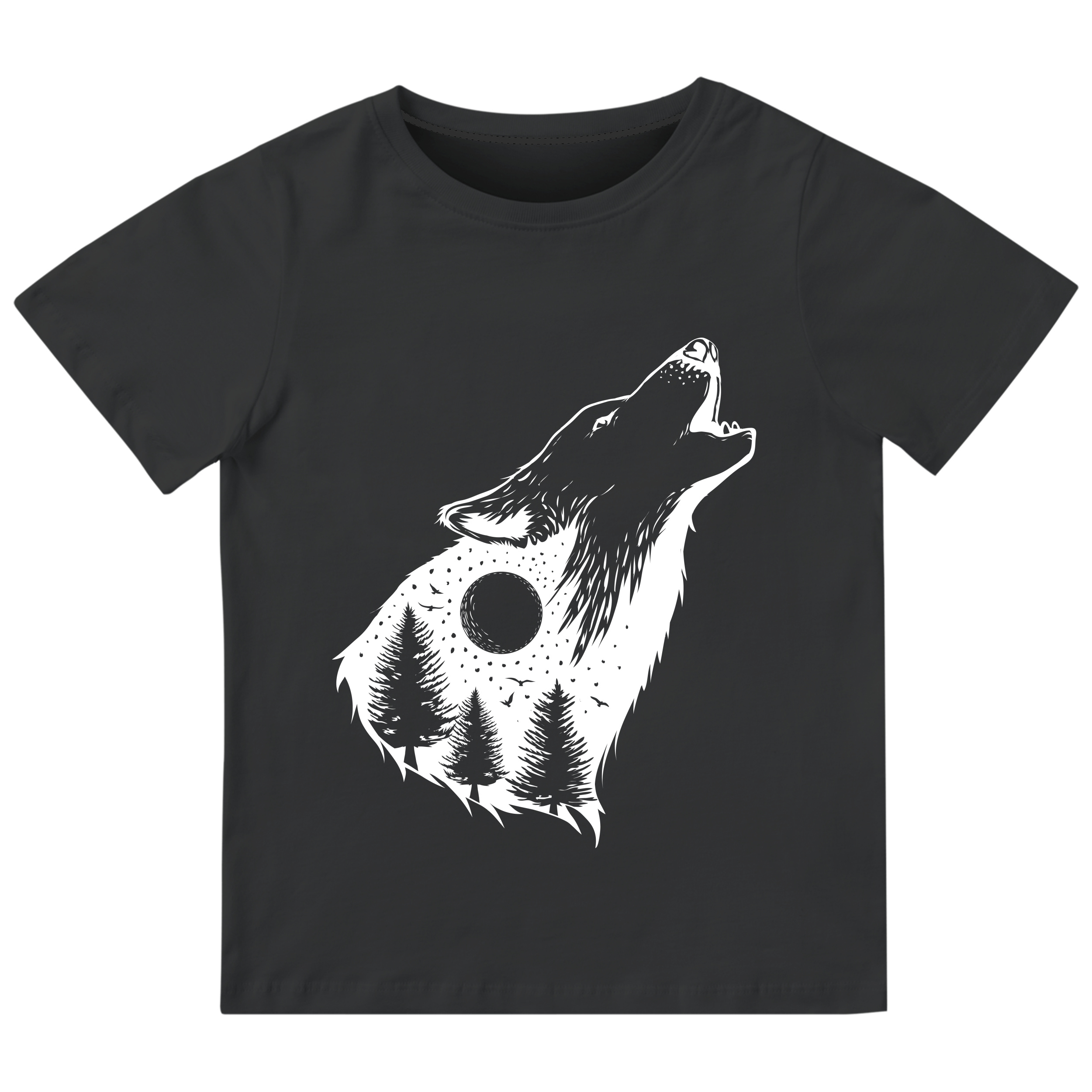 Футболка дитяча чорна бавовна/еластан White night wolf 122 - фото 1