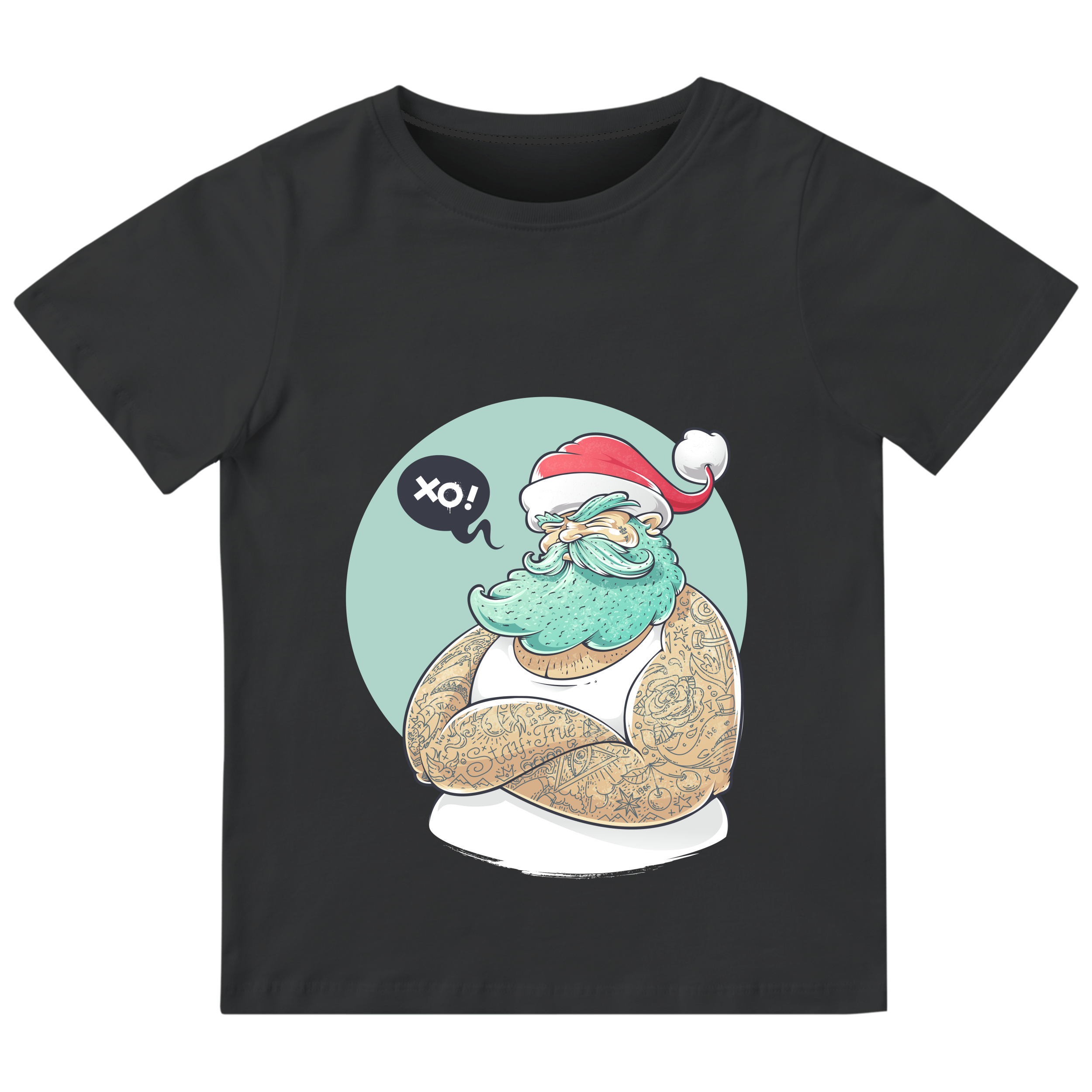 Футболка дитяча чорна бавовна/еластан Angry santa 128 - фото 1