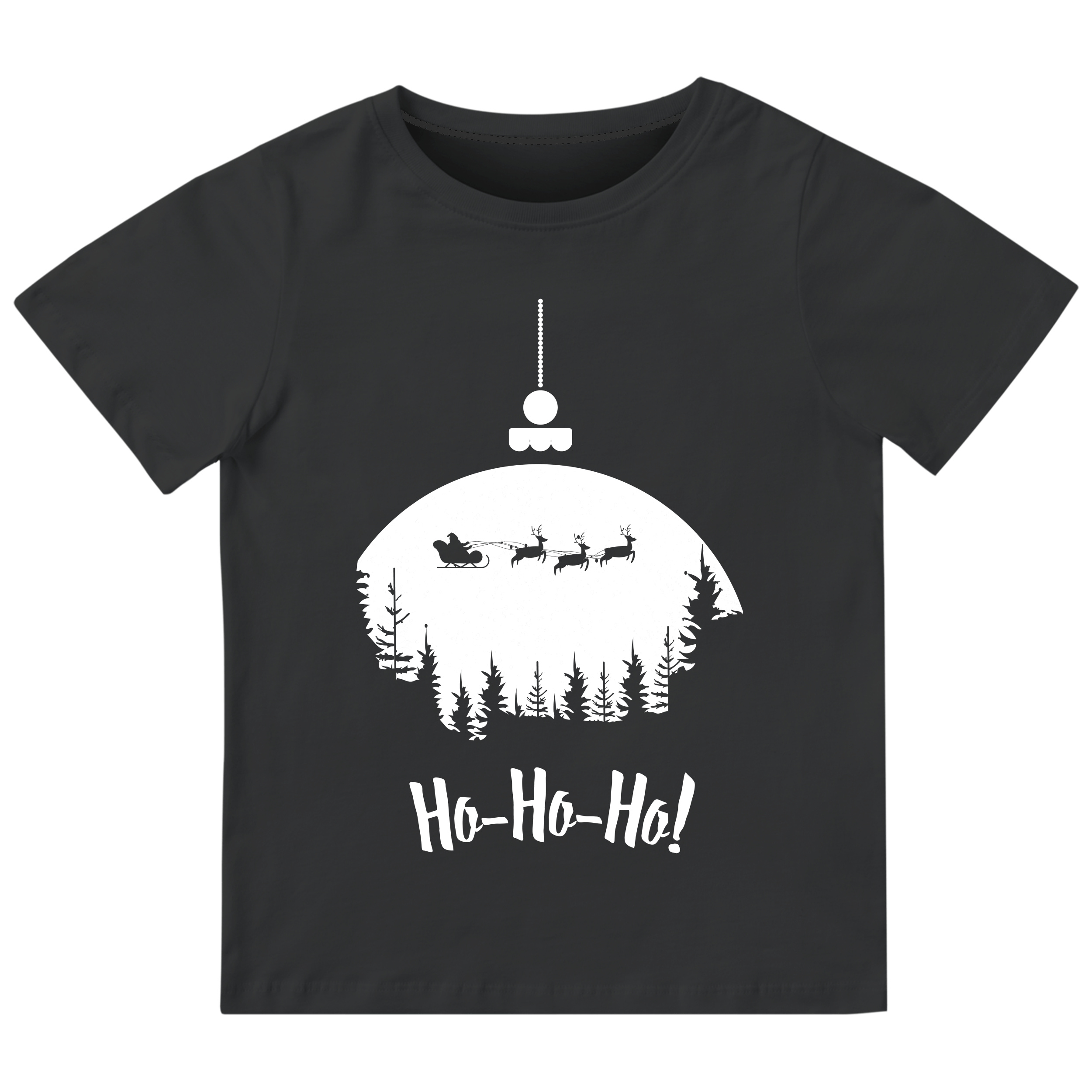 Футболка дитяча чорна бавовна/еластан Whire Ho-Ho-Ho 122 - фото 1