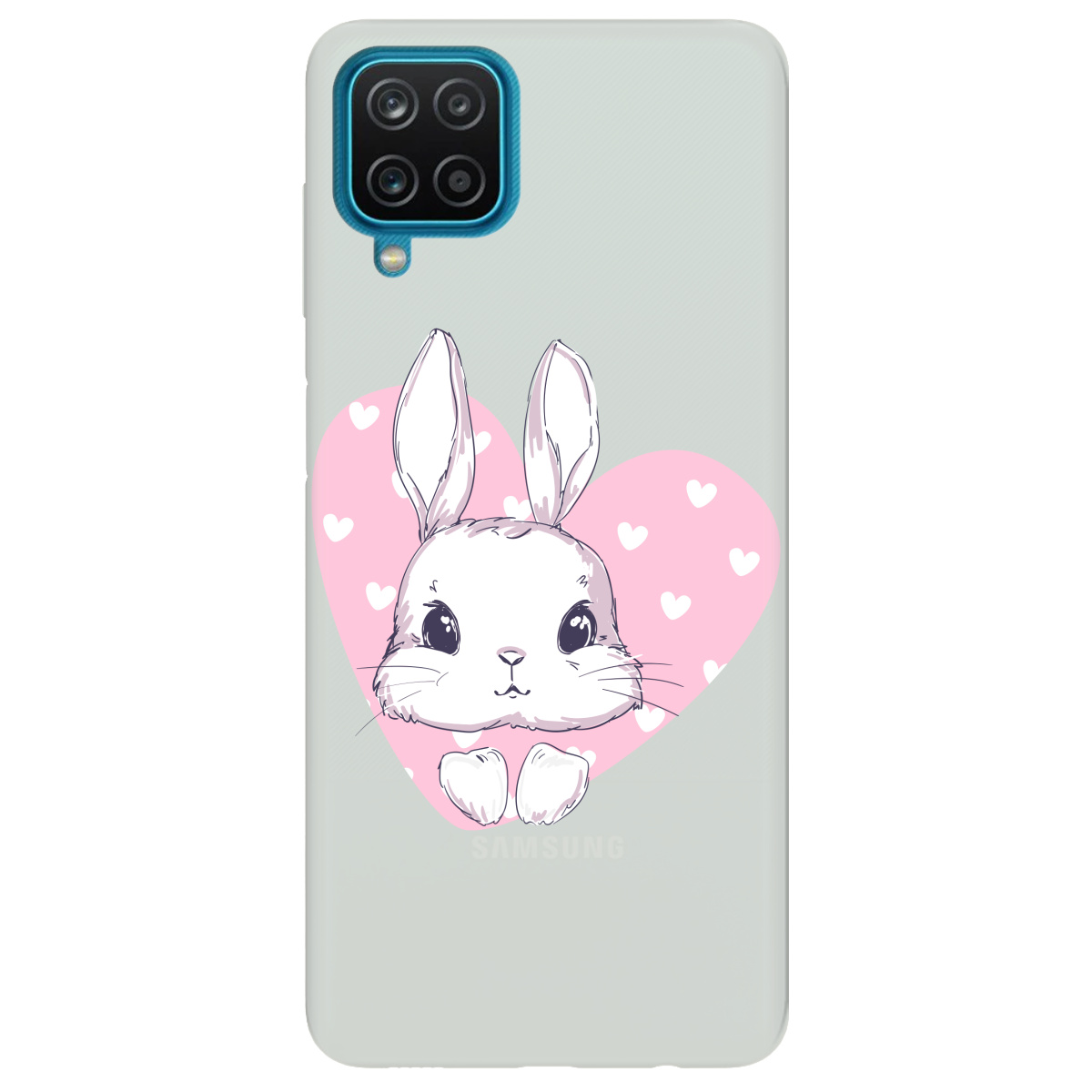 Чехол для Samsung Galaxy M12 полупрозрачный матовый soft touch Cute bunny - фото 1