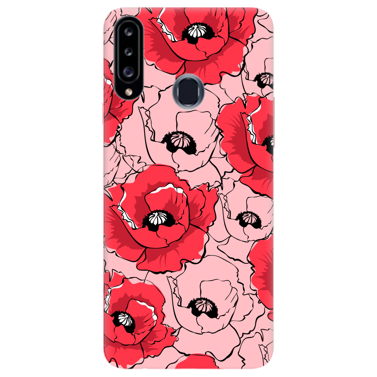Чохол для Samsung Galaxy A20s ніжно-рожевий матовий soft touch Red poppy - фото 1
