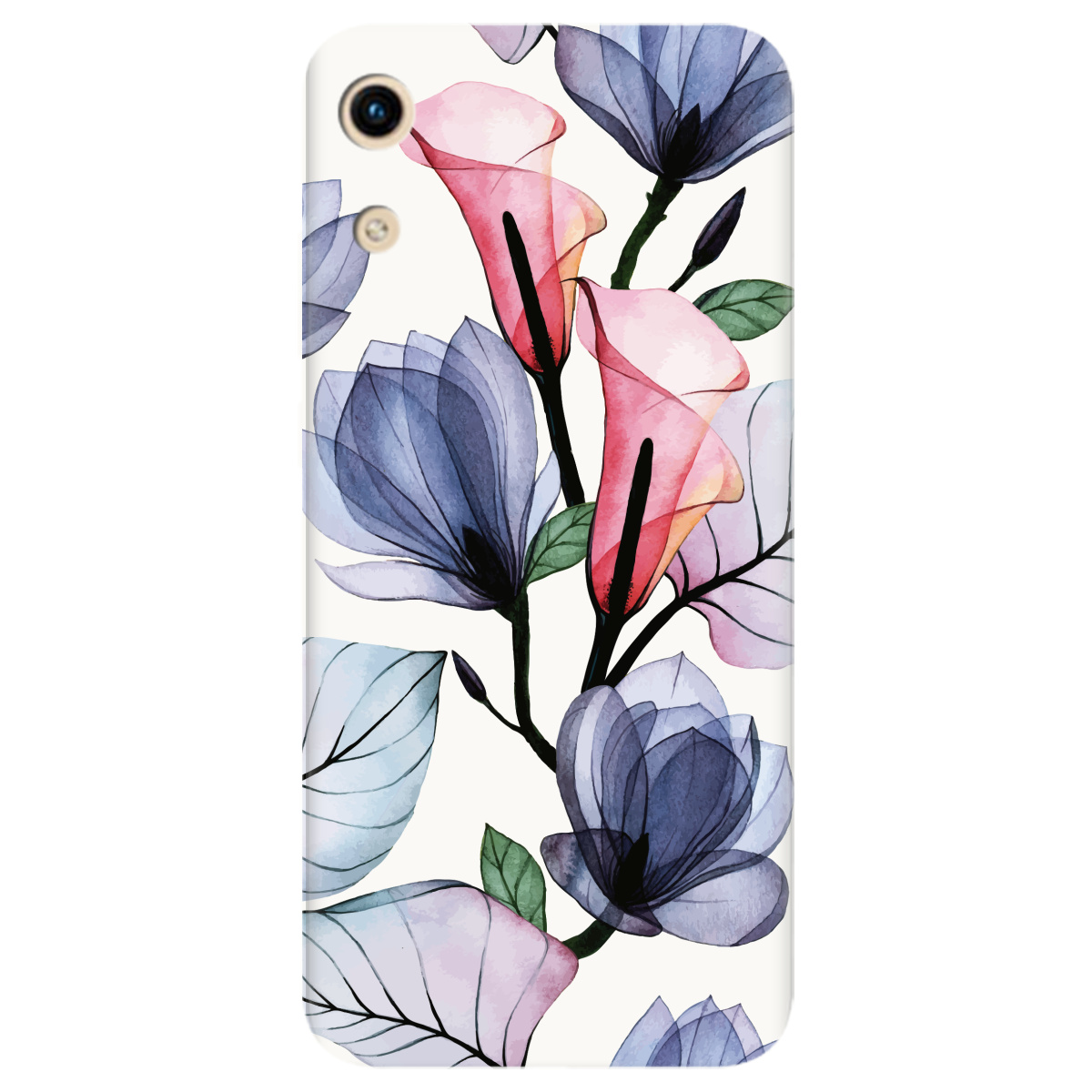 Чохол для Huawei Honor Play 8A Білий матовий soft touch Tropical flowers - фото 1