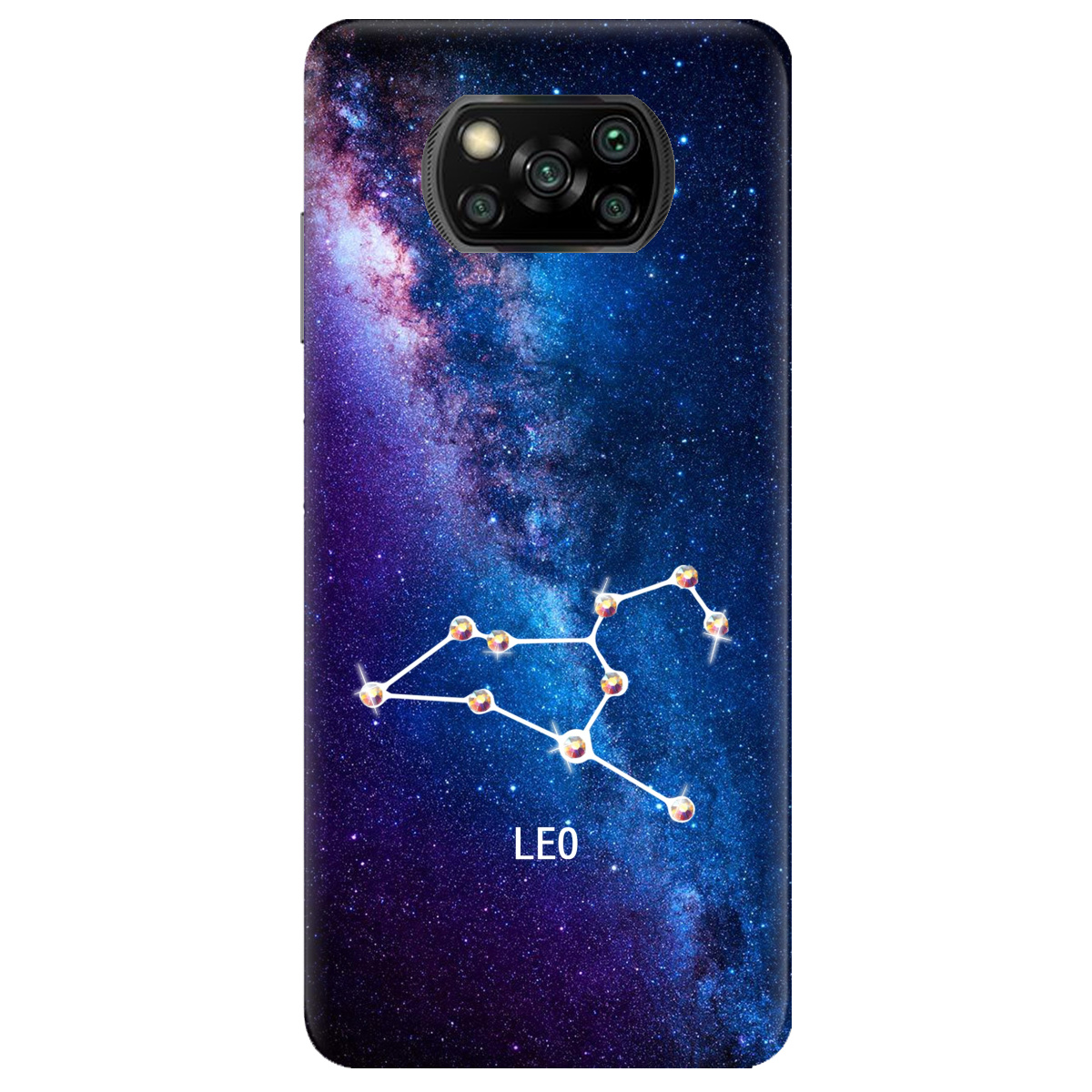 Чехол для Xiaomi Poco X3 Pro Leo (Лев) со стразами - фото 1