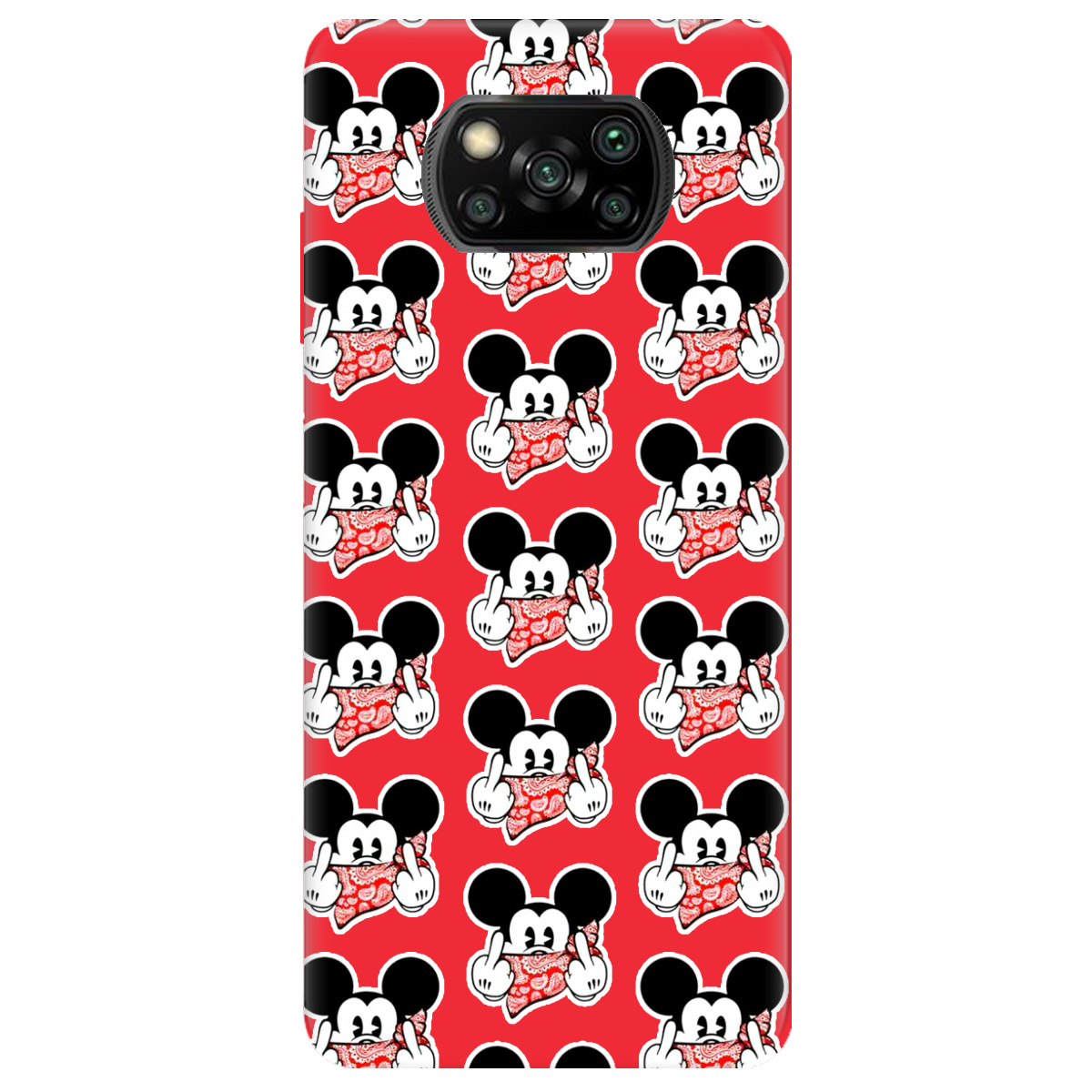 Чехол для Xiaomi Poco X3 Pro ярко-красный матовый soft touch Mickey Mouse - фото 1