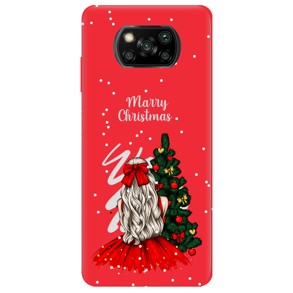 Чехол для Xiaomi Poco X3 Pro ярко-красный матовый soft touch Beautiful christmas - фото 1